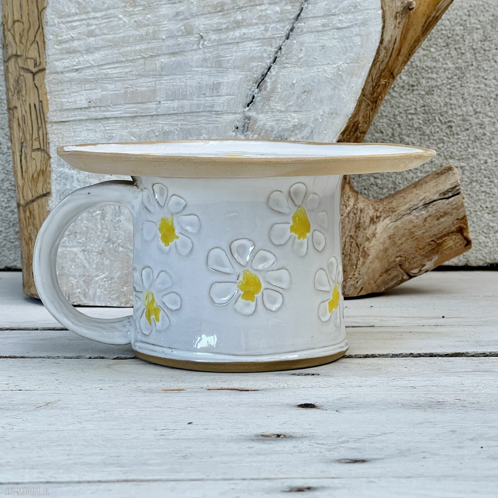 Zestaw śniadaniowy w anemony - kubek i talerz ceramiczny