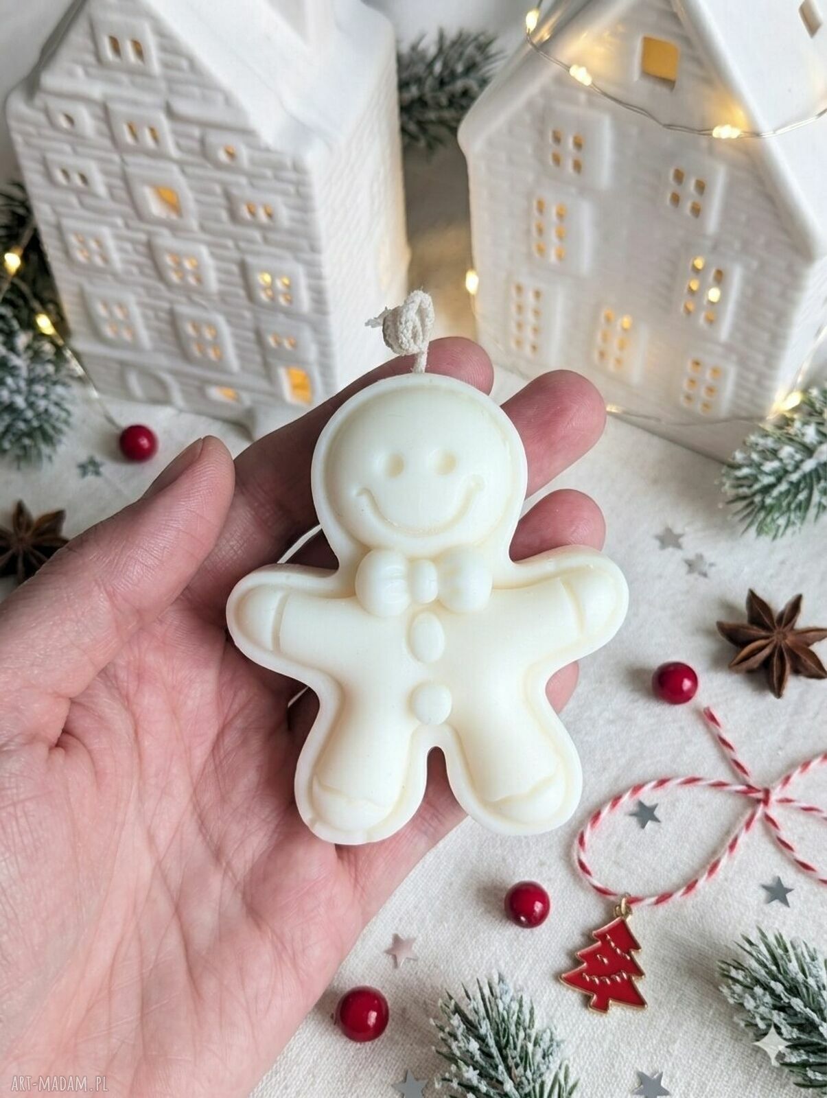 Świąteczny zestaw świec sojowych - duet piernikowych ludzików
