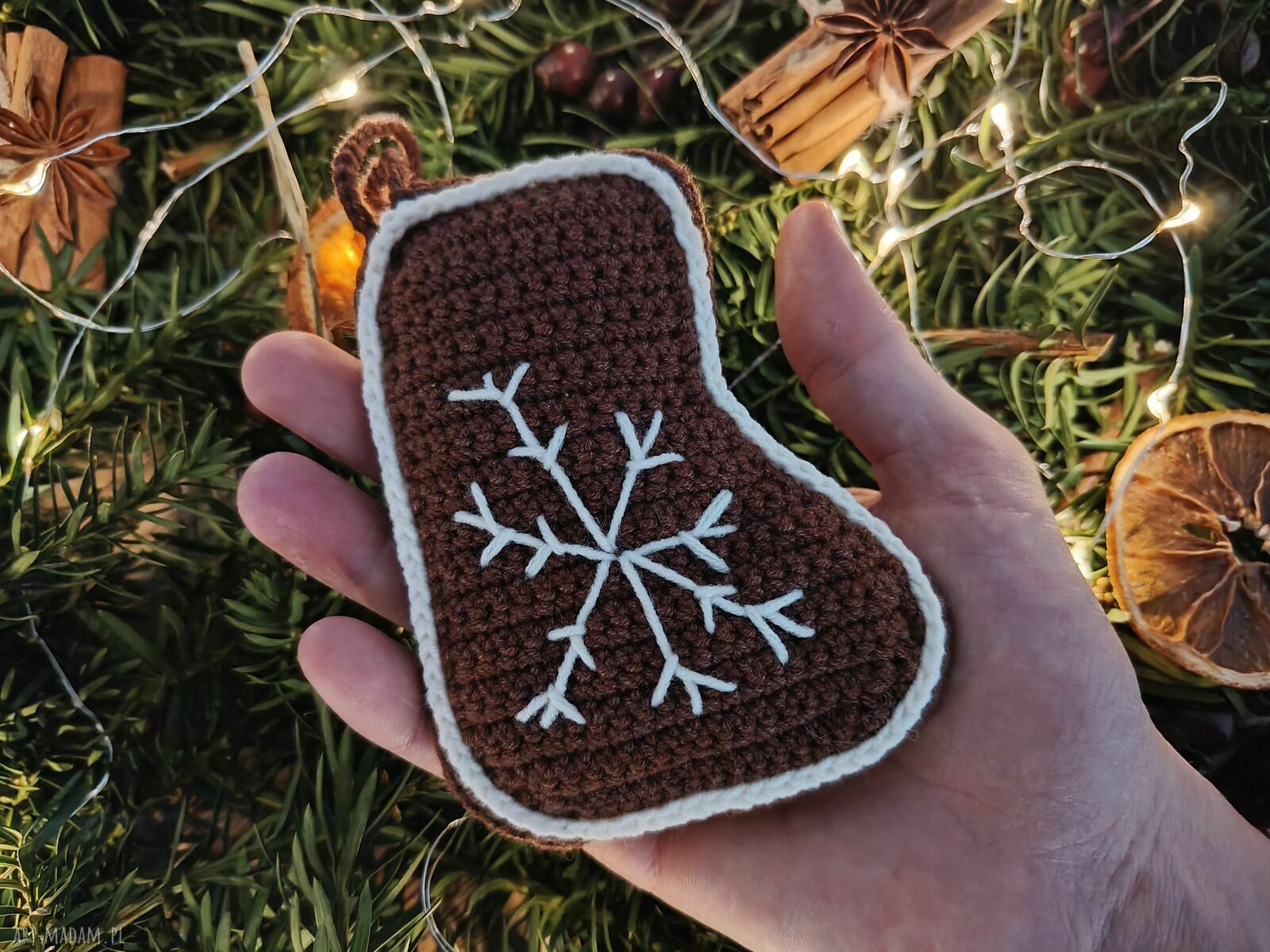 Zestaw szydełkowych pierniczków na choinkę - 6 zawieszek handmade