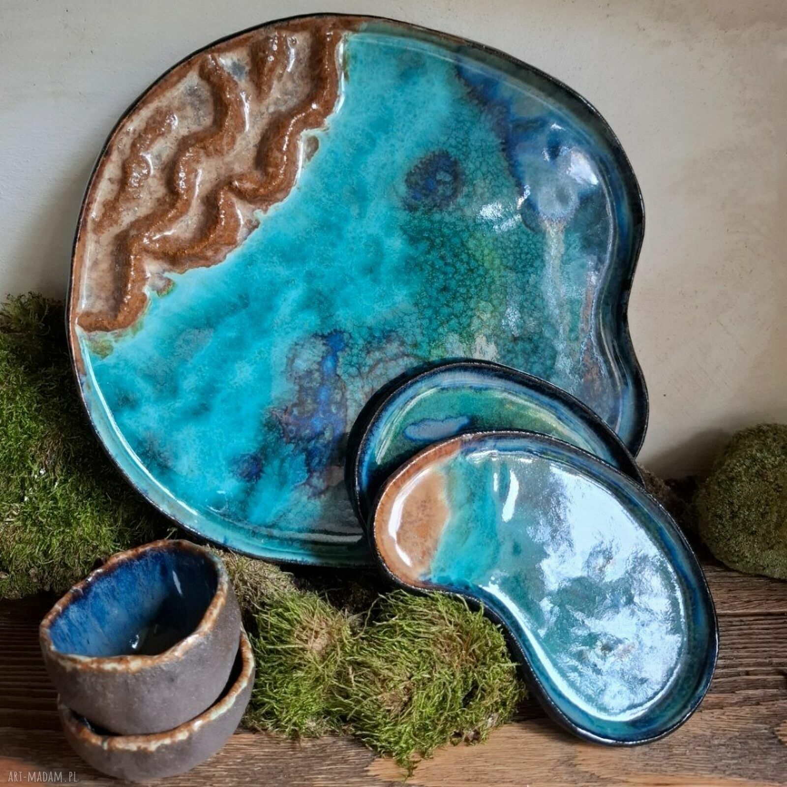 Ręcznie robiony ceramiczny zestaw do sushi Laguna