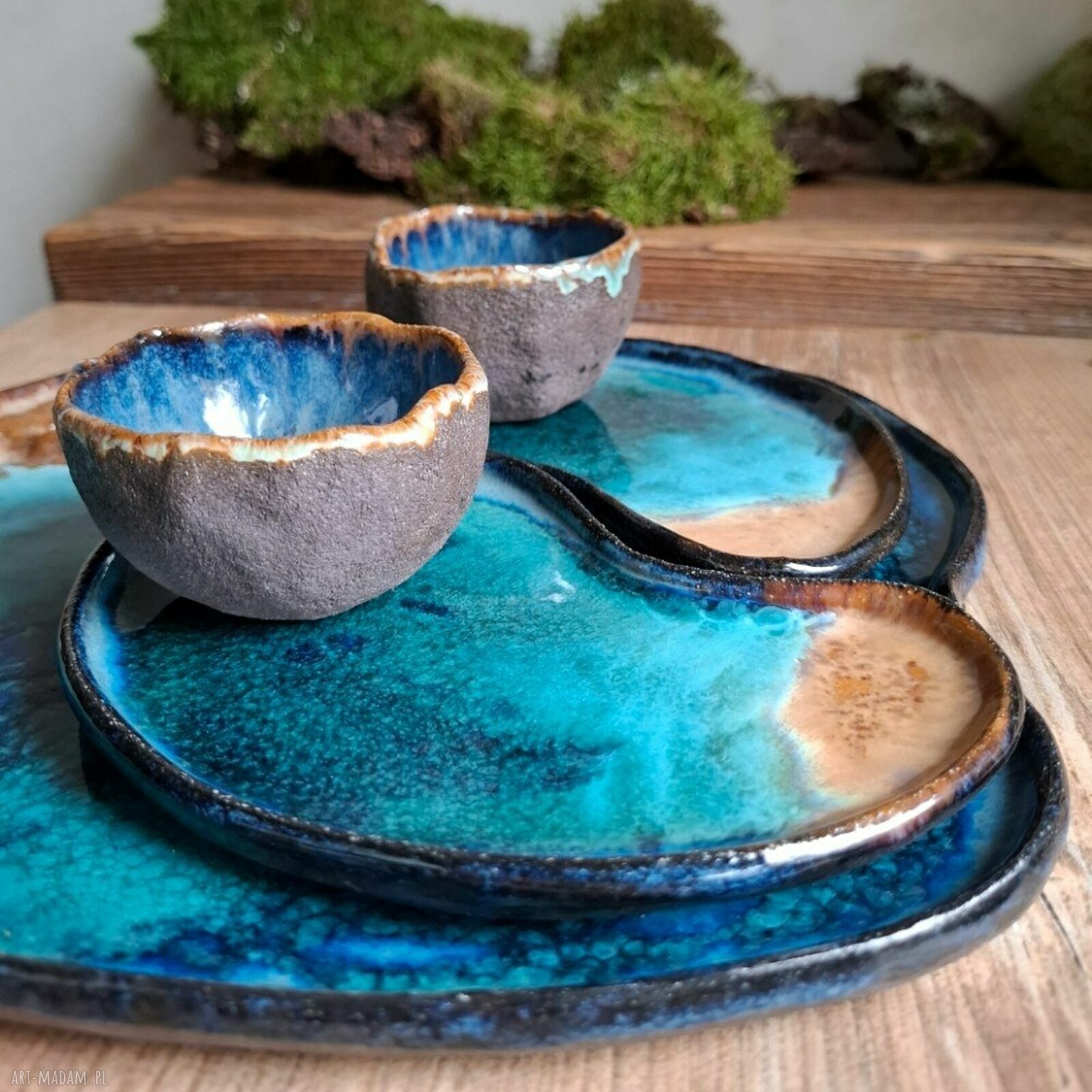 Ręcznie robiony ceramiczny zestaw do sushi Laguna