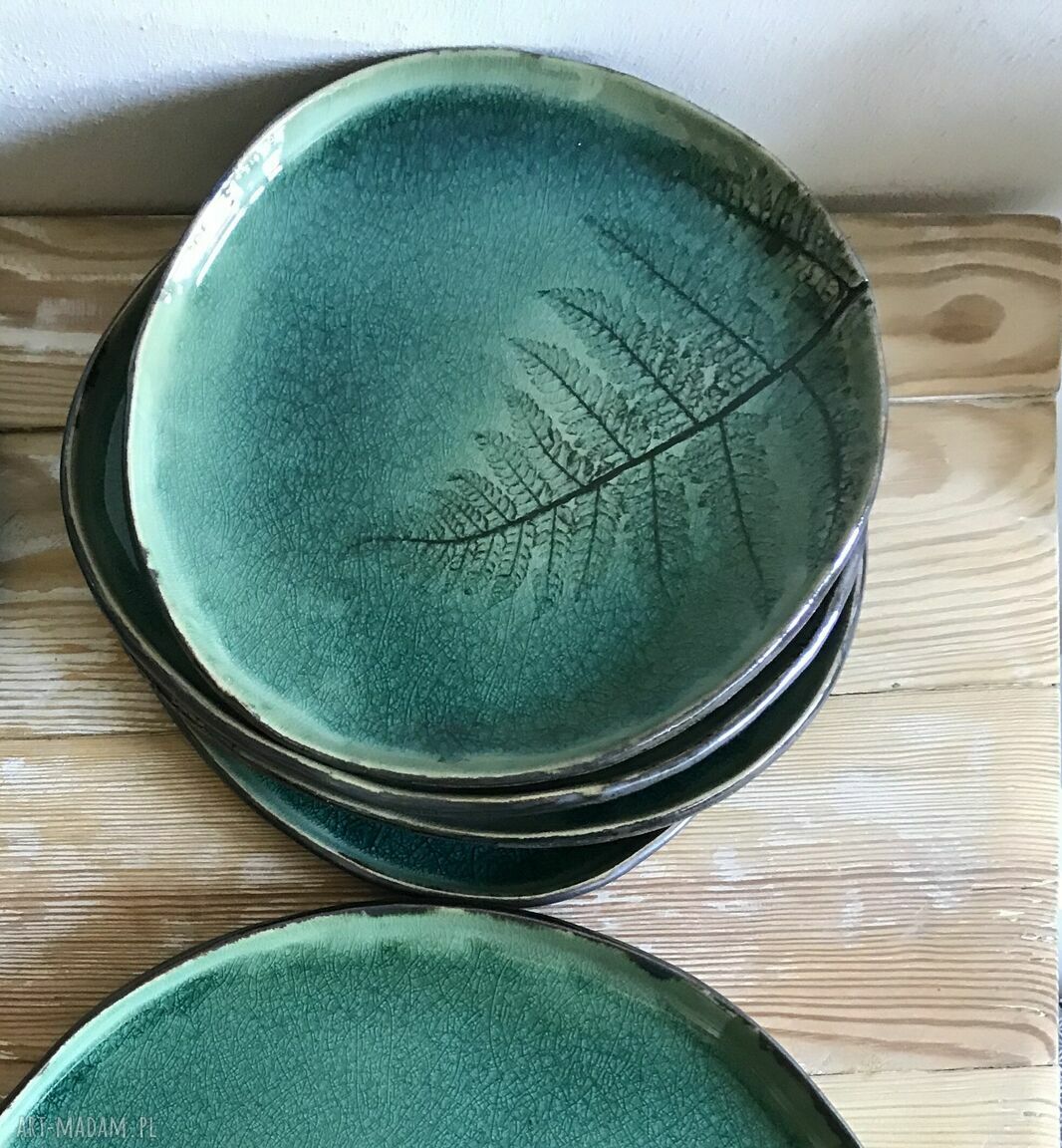Zestaw talerzy do sushi - Paprocie (ceramika ręcznie lepiona)