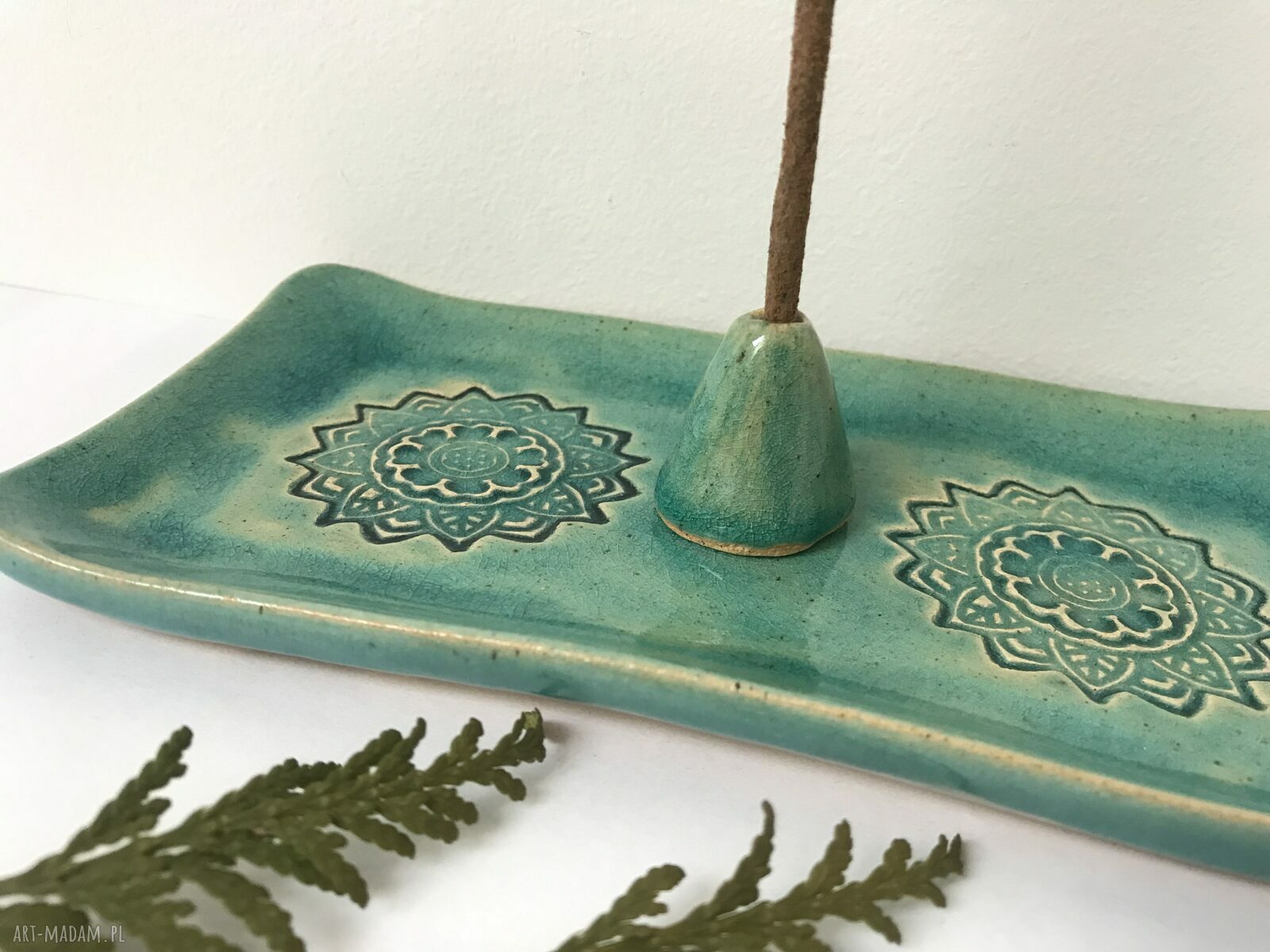 Zestaw talerzyk i stożek na kadzidełko - ceramiczna podstawka