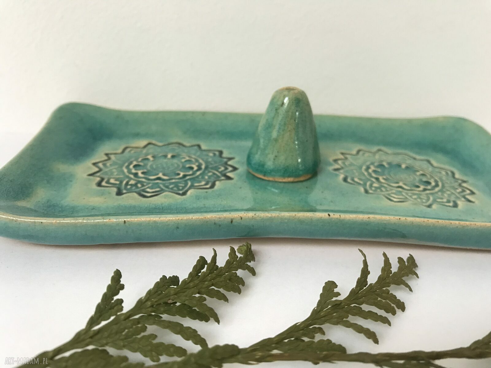 Zestaw talerzyk i stożek na kadzidełko - ceramiczna podstawka