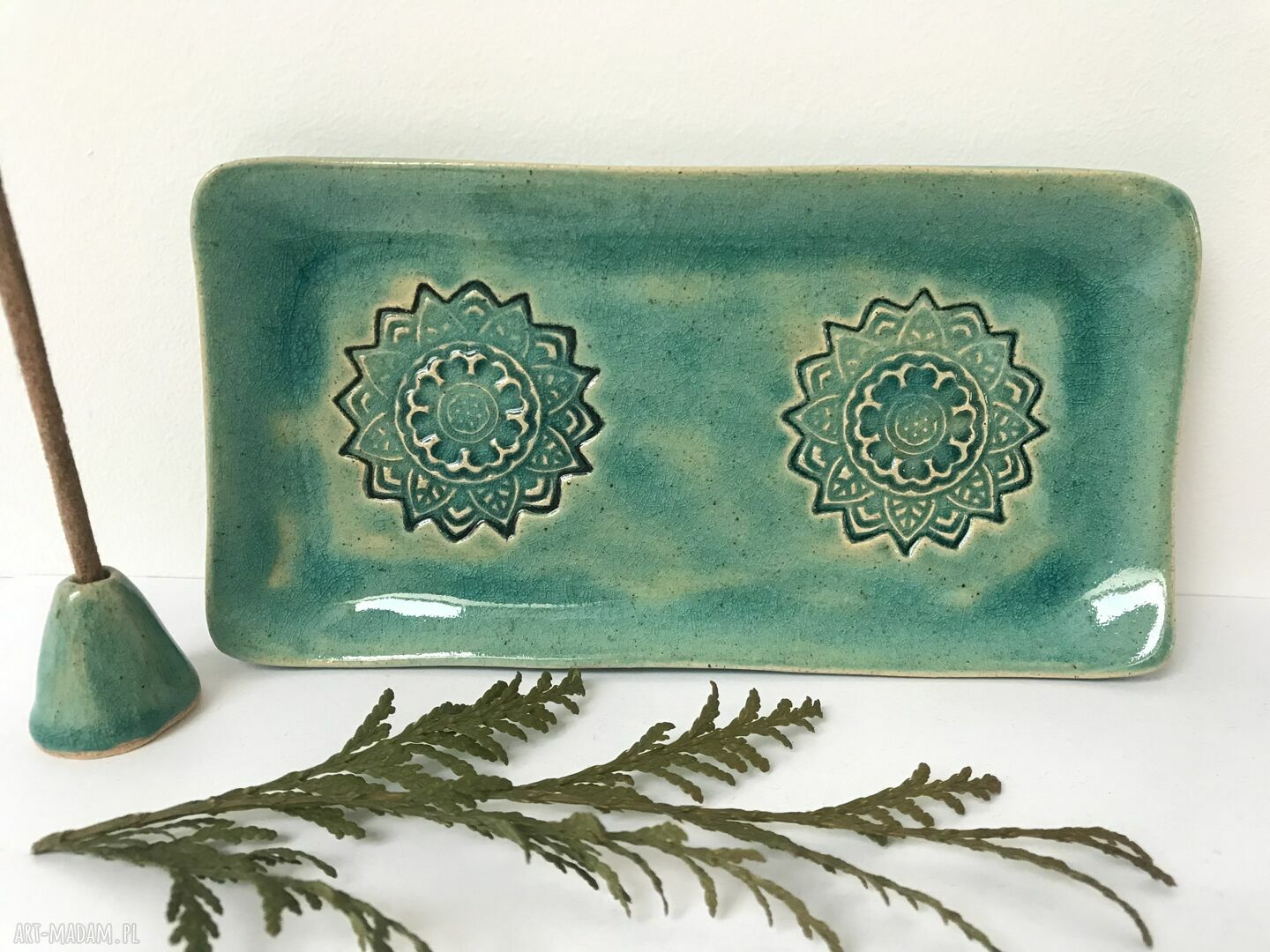 Zestaw talerzyk i stożek na kadzidełko - ceramiczna podstawka