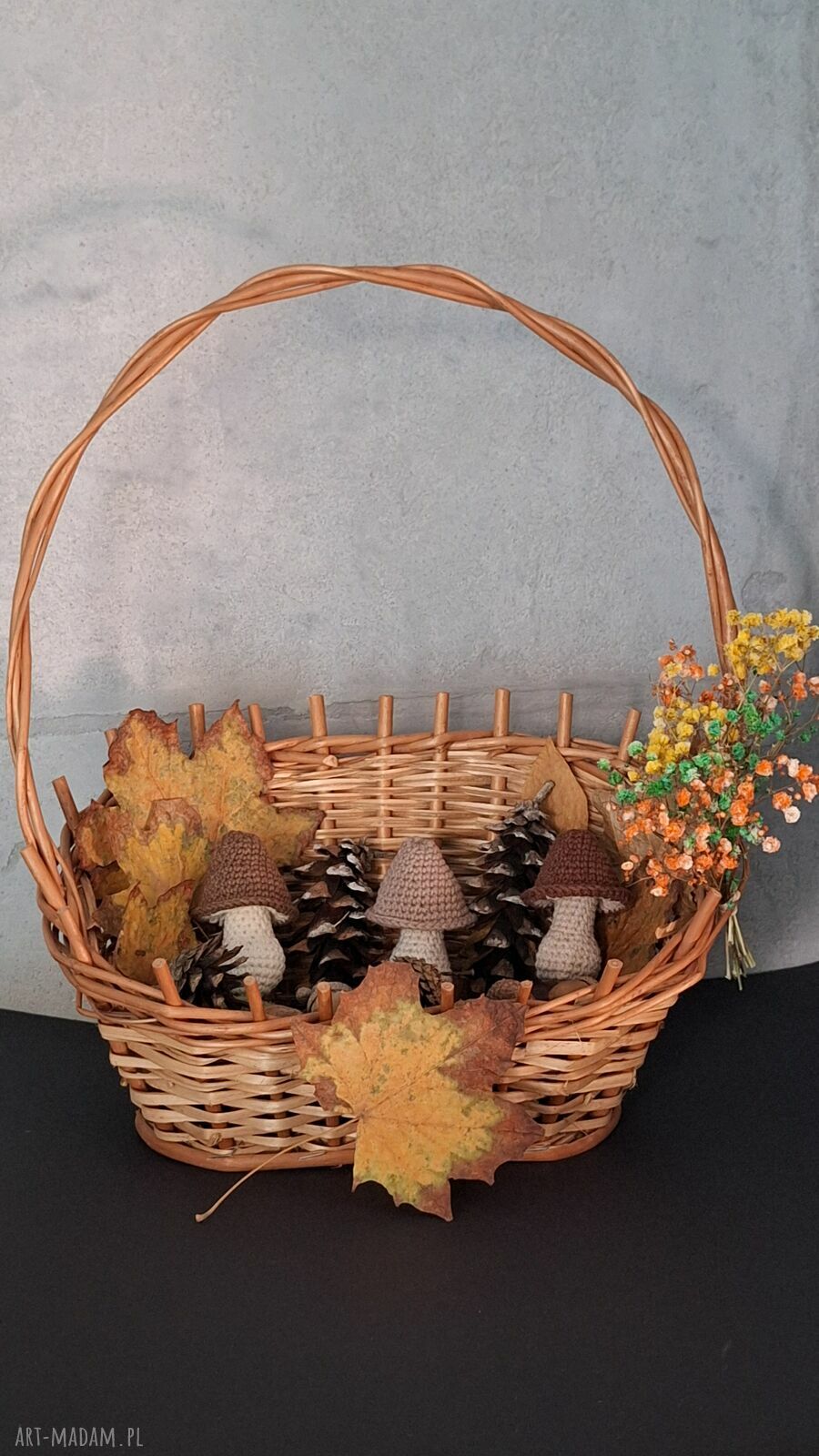 Zestaw trzech szydełkowych grzybków - brązowa jesień w wersji handmade