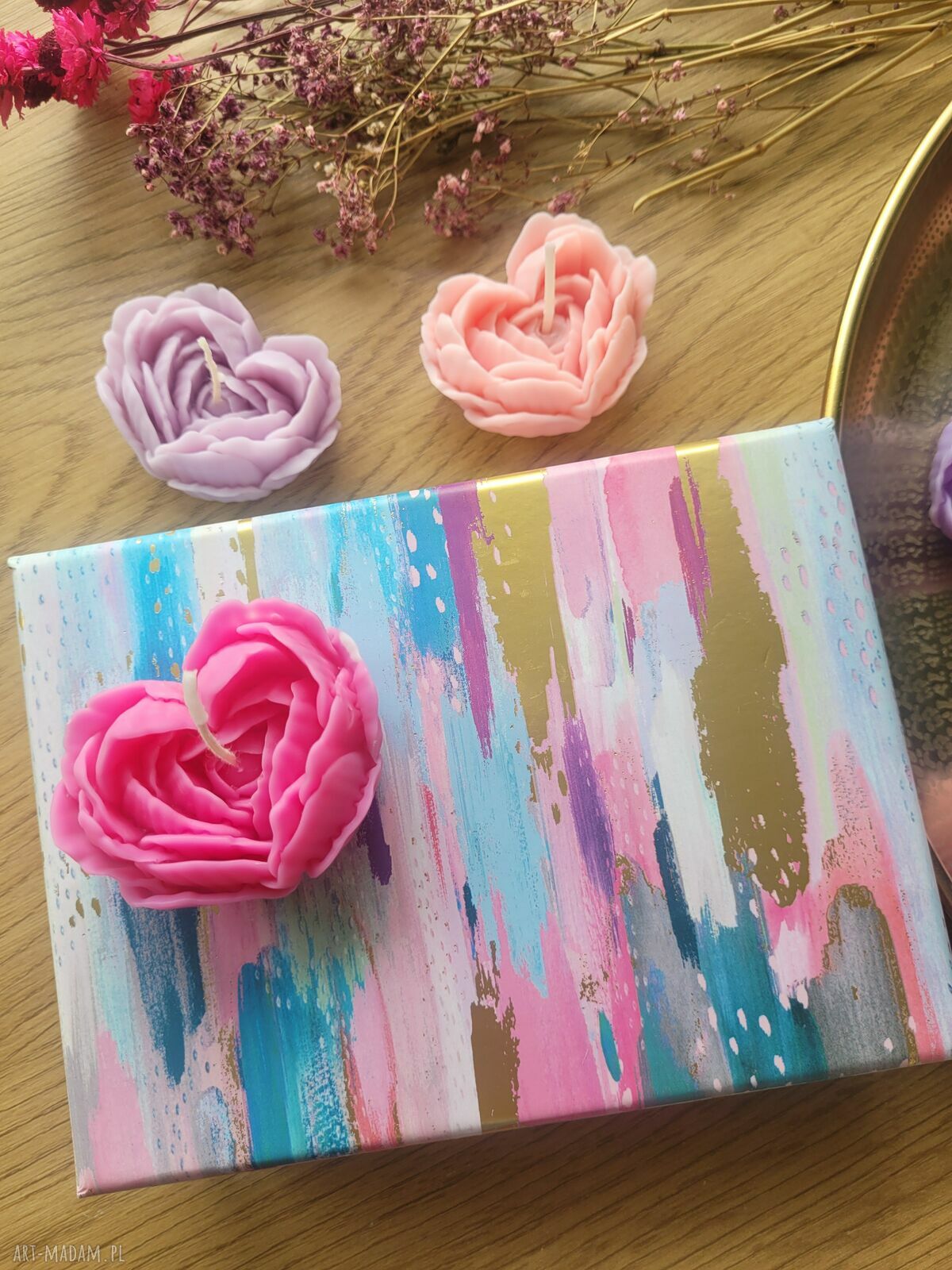 Zestaw upominkowy świec sojowych handmade na Dzień Matki