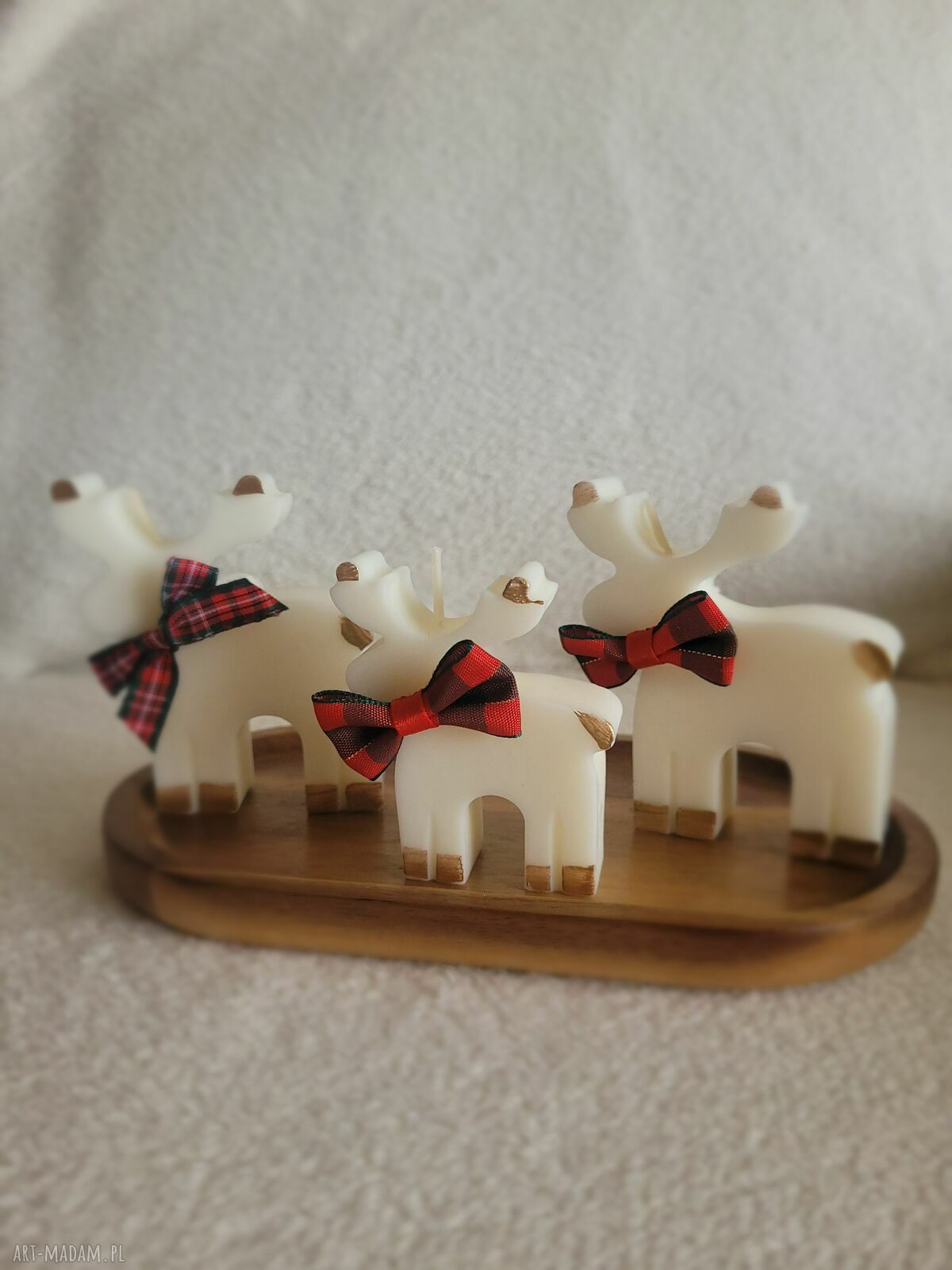 Zestaw upominkowy świec sojowych handmade - Rodzina Reniferów