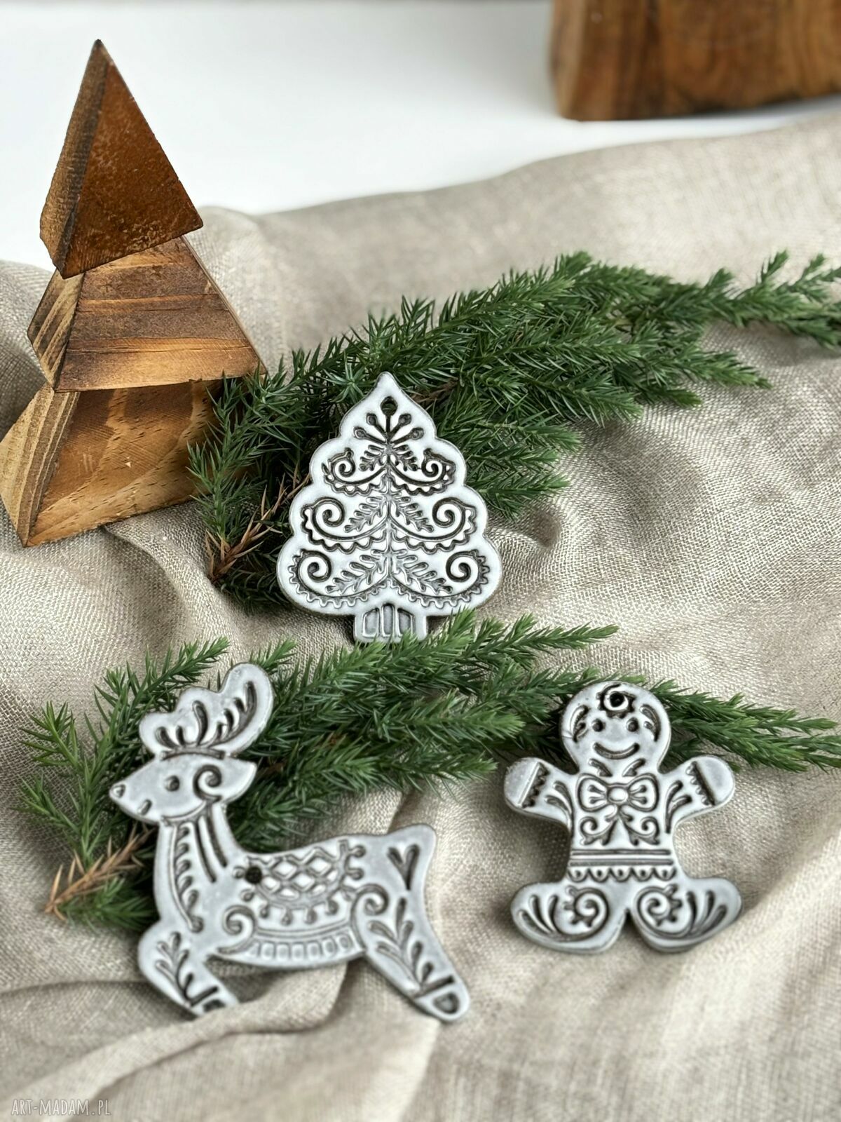Zestaw 3 zawieszek ceramicznych w stylu boho