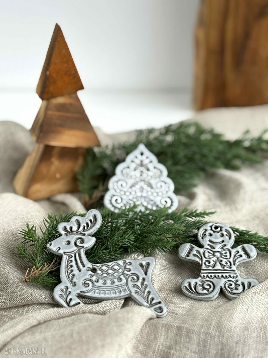 Zestaw 3 zawieszek ceramicznych w stylu boho