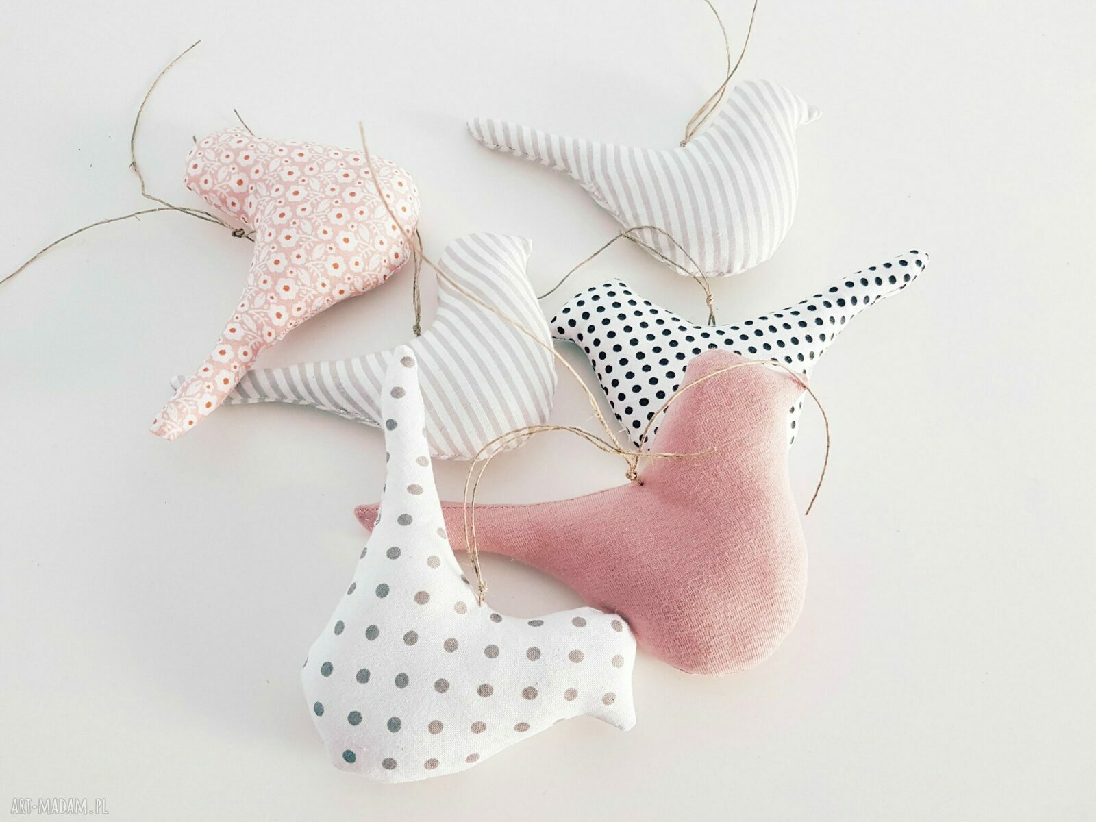 zestaw zawieszek ptaszki skandynawskie Handmade