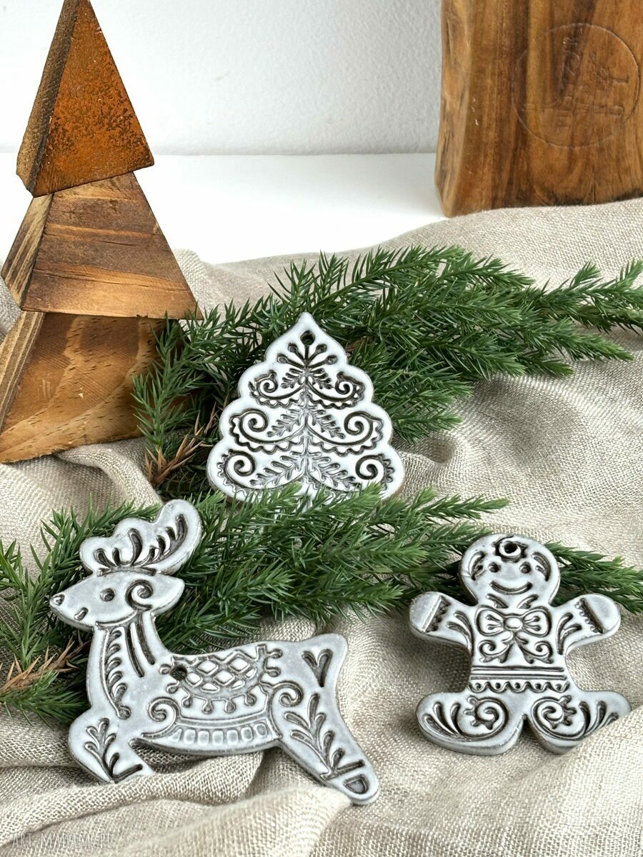 Zestaw 3 zawieszek ceramicznych w stylu boho