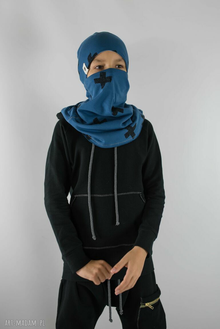 Zestaw czapka i komin granatowy Cudi KIDS - bawełniany komplet na zimę