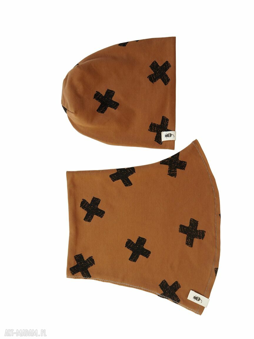 Zestaw czapka i komin brązowy OEKO-TEX - zimowy komplet dla dziecka