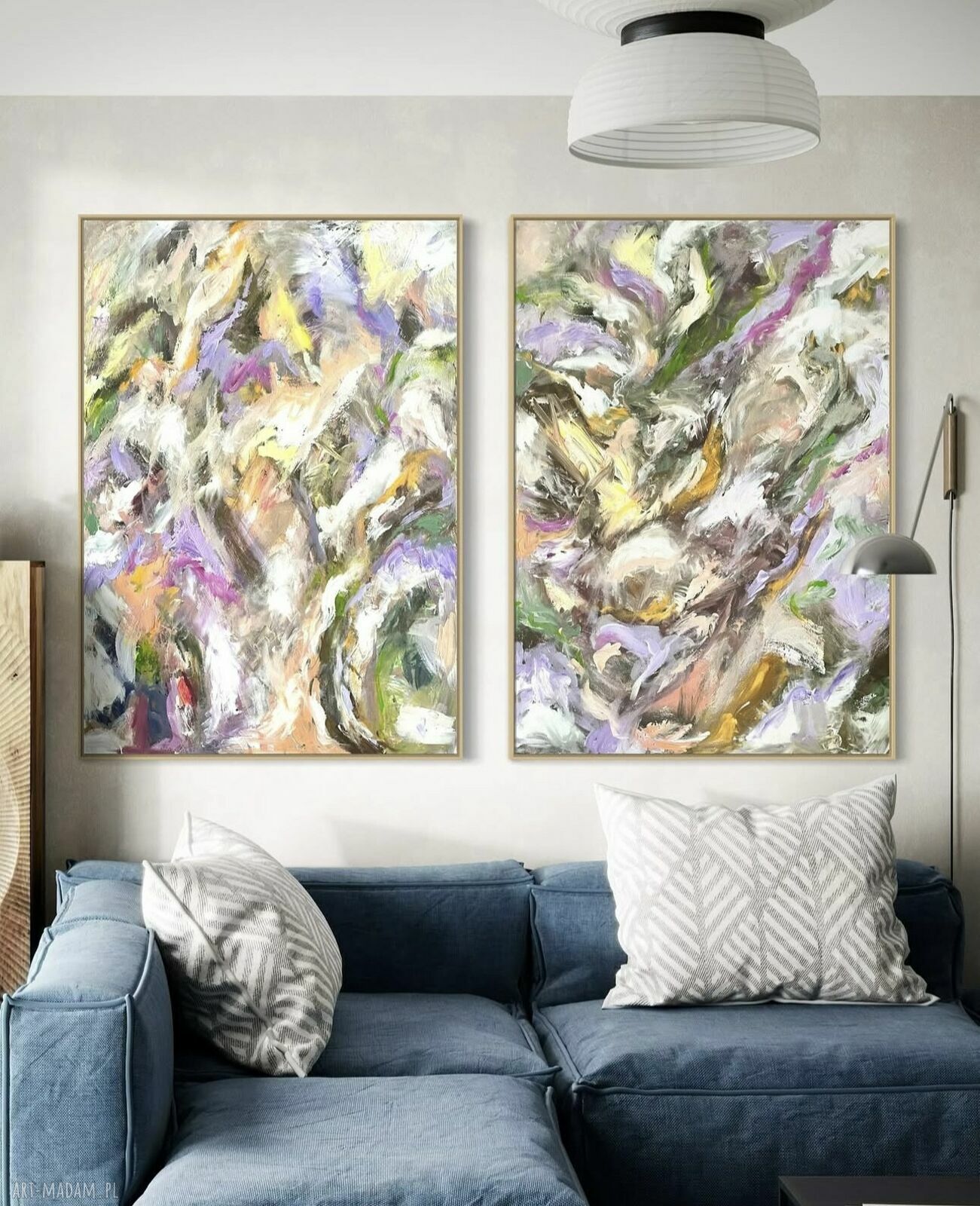 Zestaw 2 obrazów 100x70 cm - kolorowa abstrakcja do salonu i sypialni