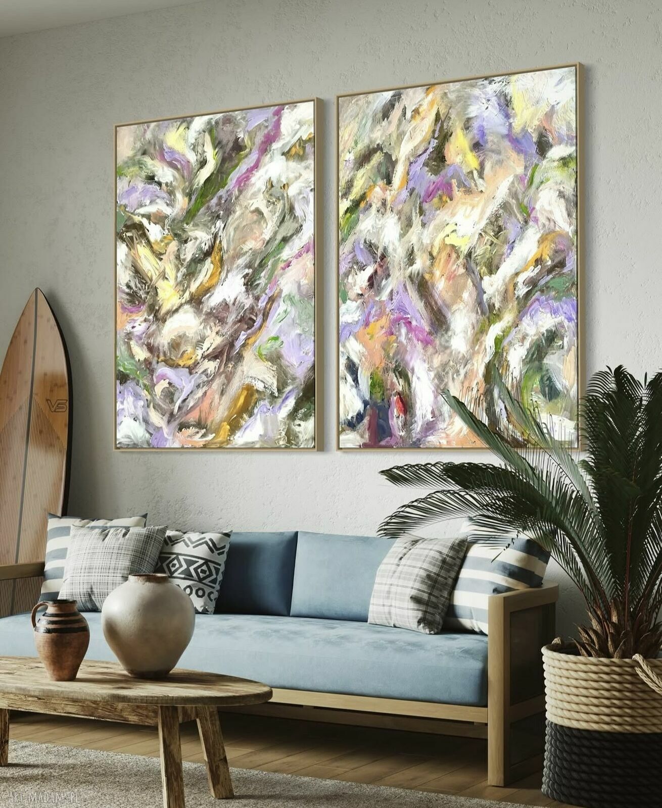 Zestaw 2 obrazów 100x70 cm - kolorowa abstrakcja do salonu i sypialni