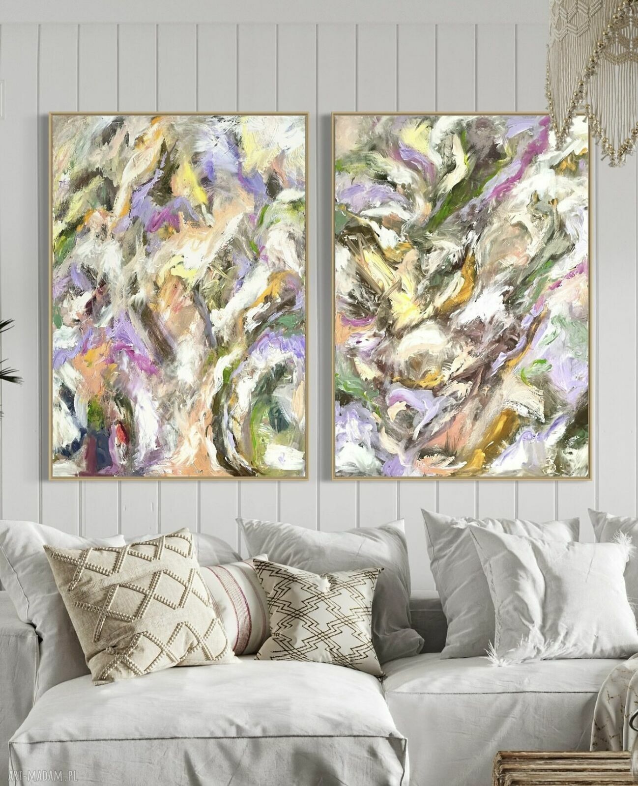 Zestaw 2 obrazów 100x70 cm - kolorowa abstrakcja do salonu i sypialni