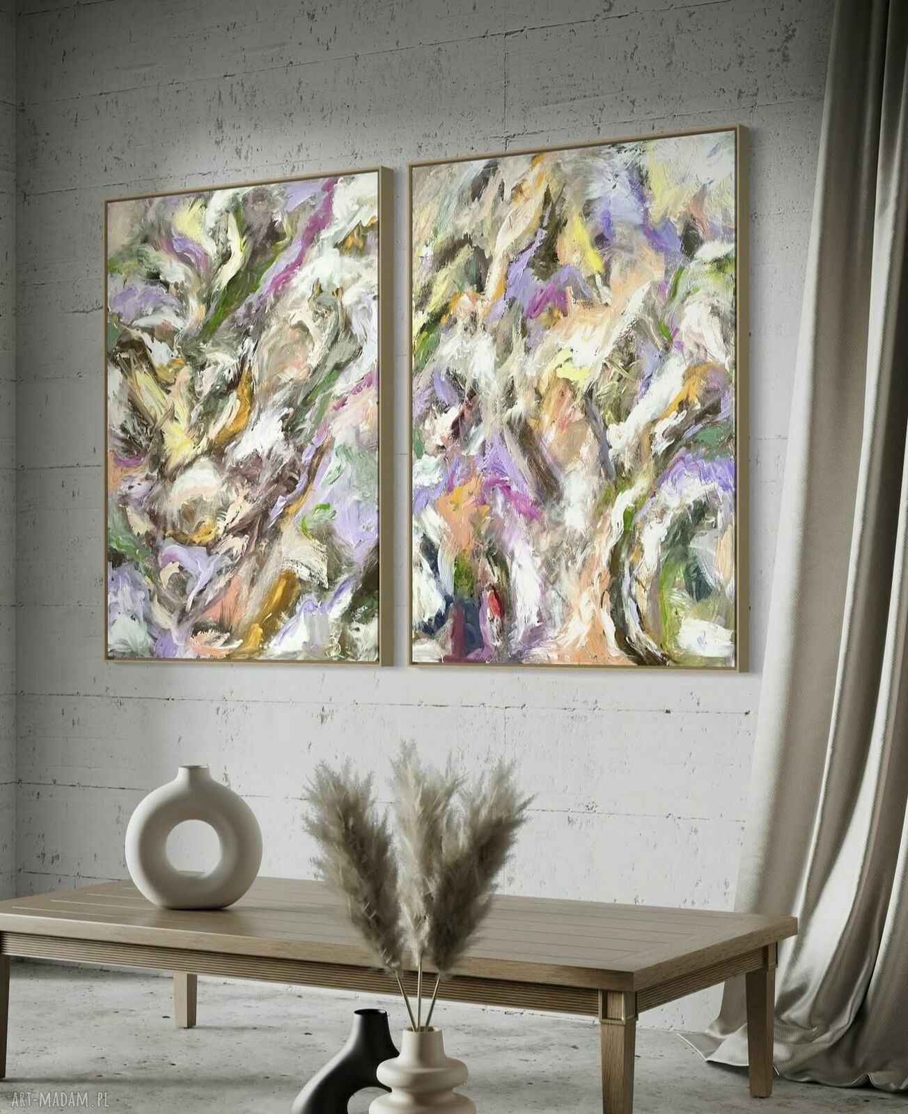 Zestaw 2 obrazów 100x70 cm - kolorowa abstrakcja do salonu i sypialni