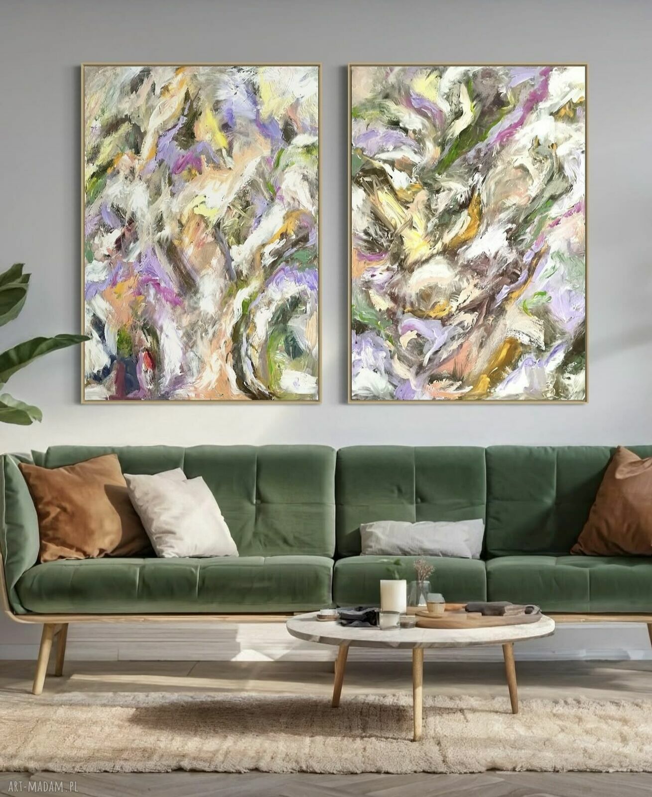 Zestaw 2 obrazów 100x70 cm - kolorowa abstrakcja do salonu i sypialni