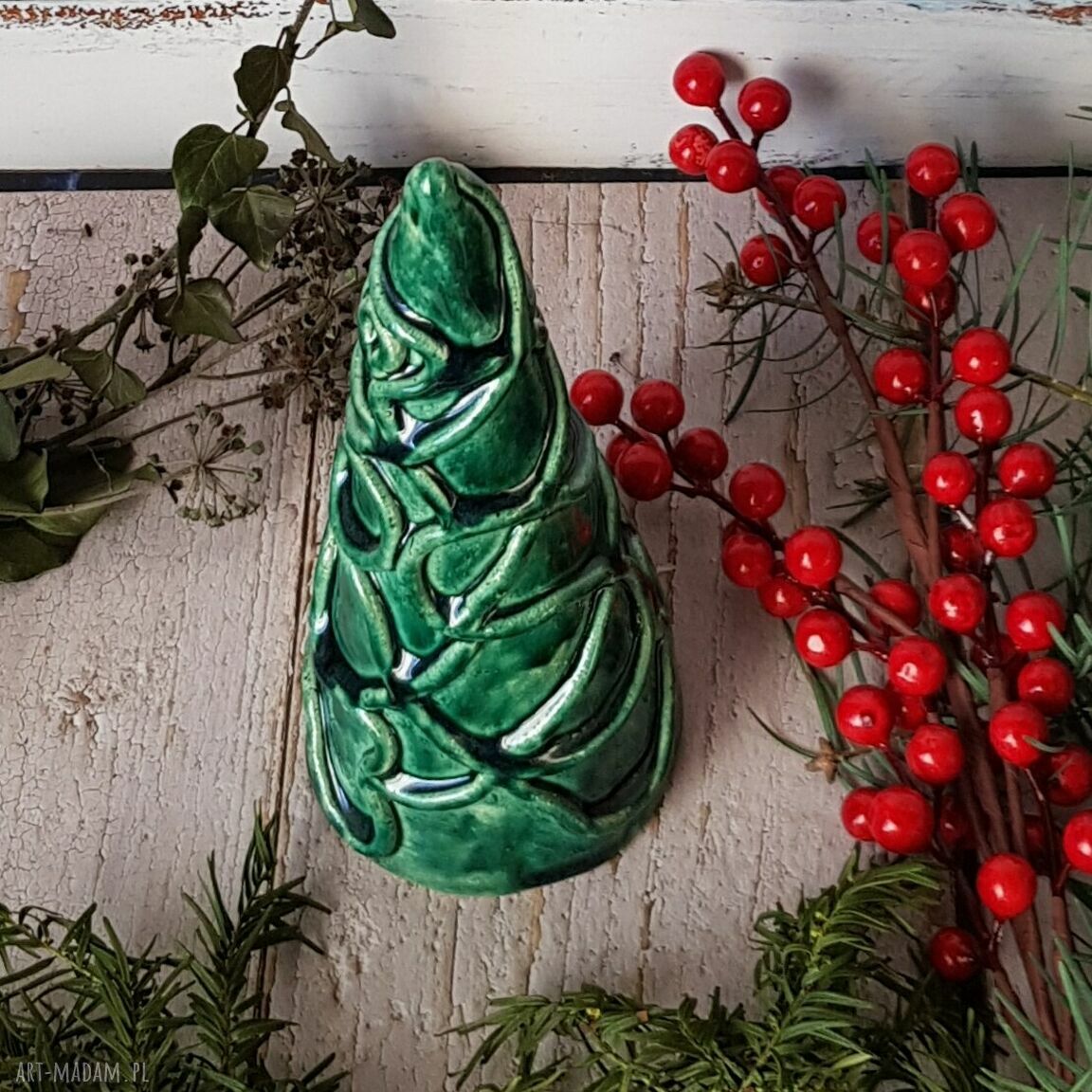 Zielona choinka ceramiczna - rozmiar L