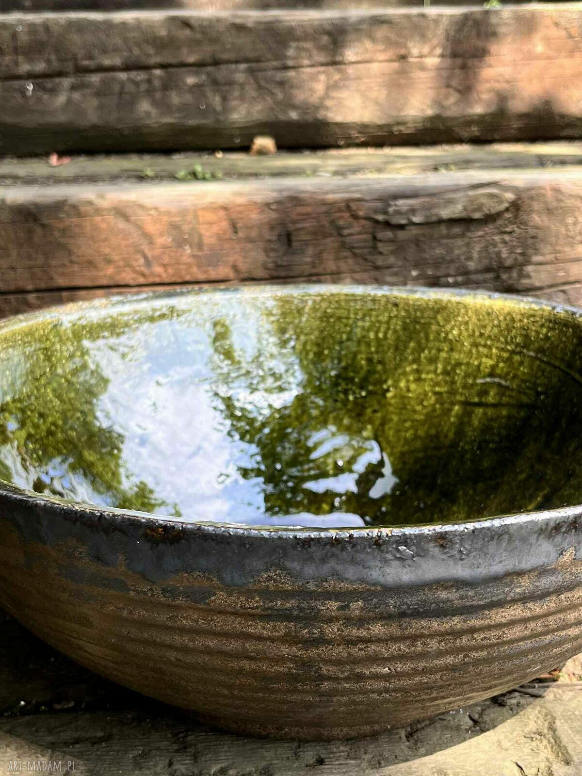 Zielona malachitowa umywalka ceramiczna 31 cm - nablatowa okrągła