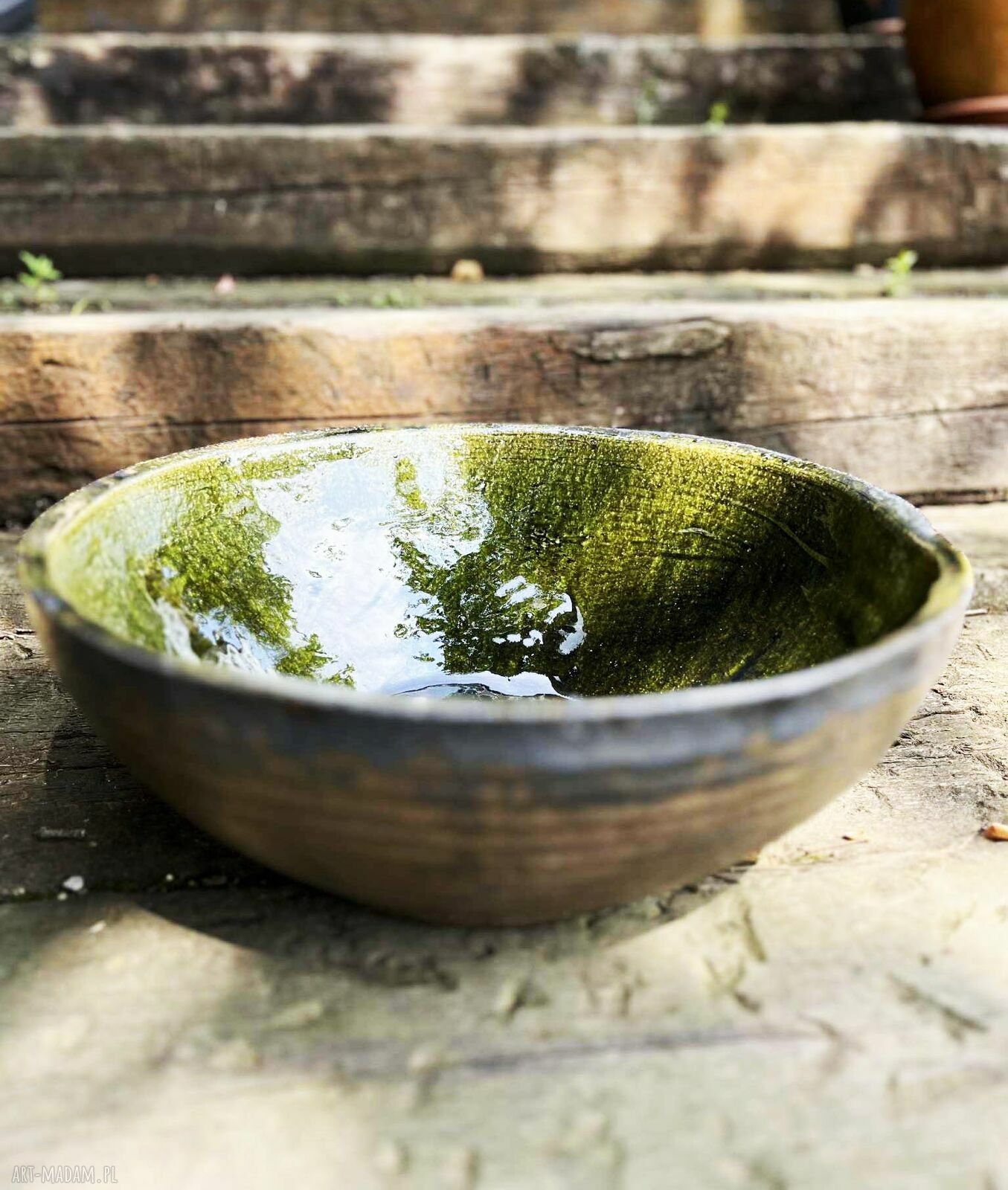 Zielona malachitowa umywalka ceramiczna 31 cm - nablatowa okrągła