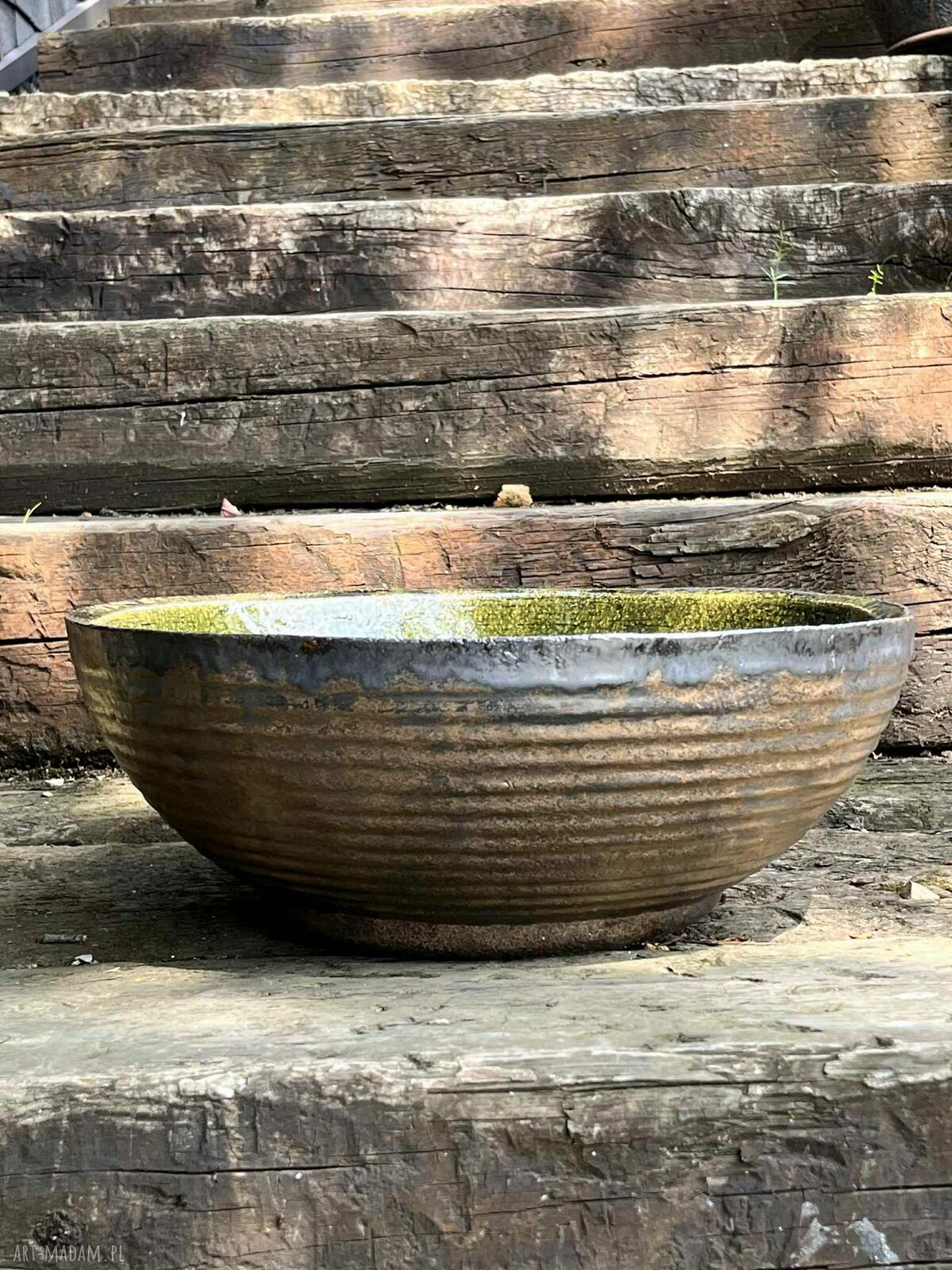 Zielona malachitowa umywalka ceramiczna 31 cm - nablatowa okrągła