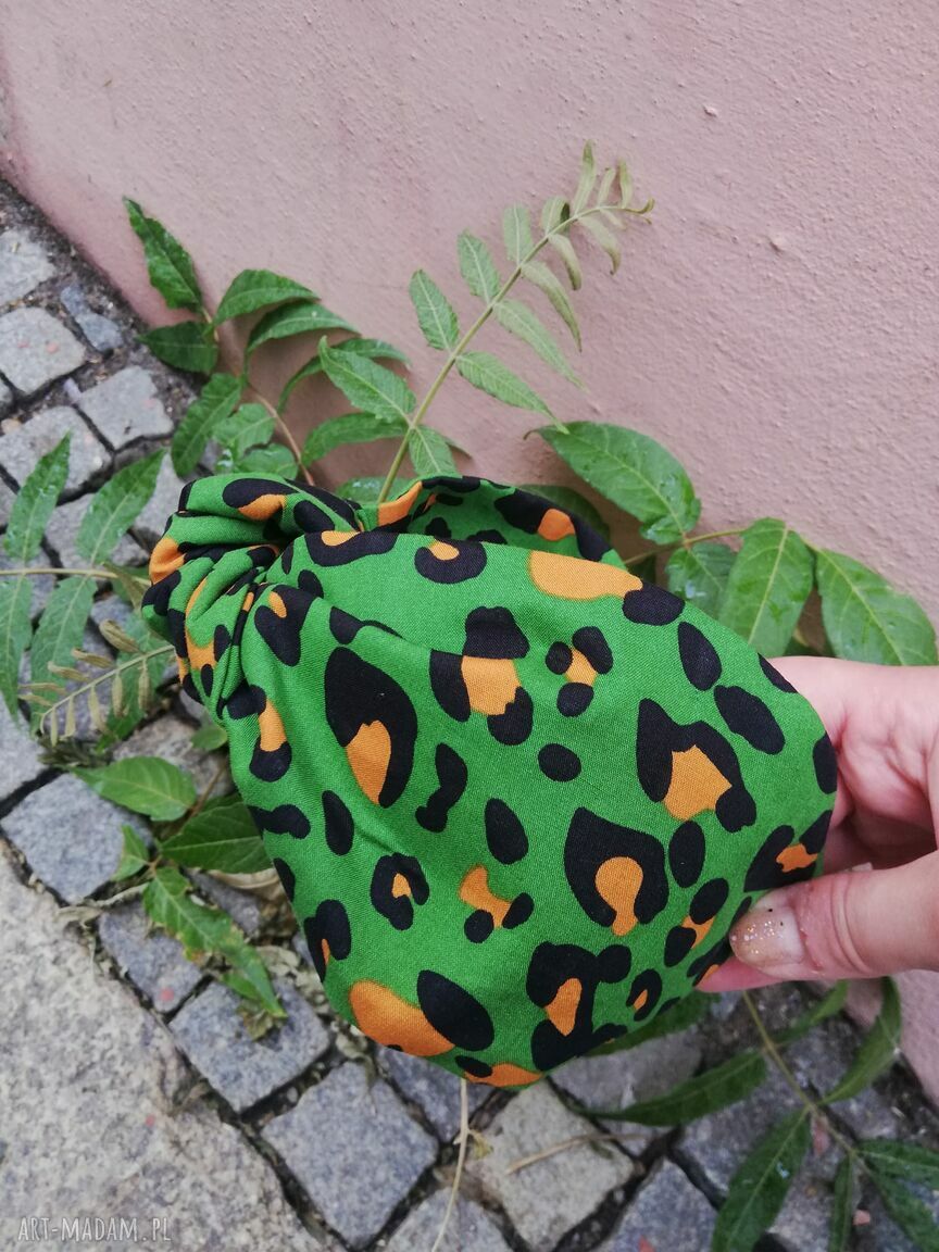 Zielona pantera - ręcznie szyta opaska do włosów