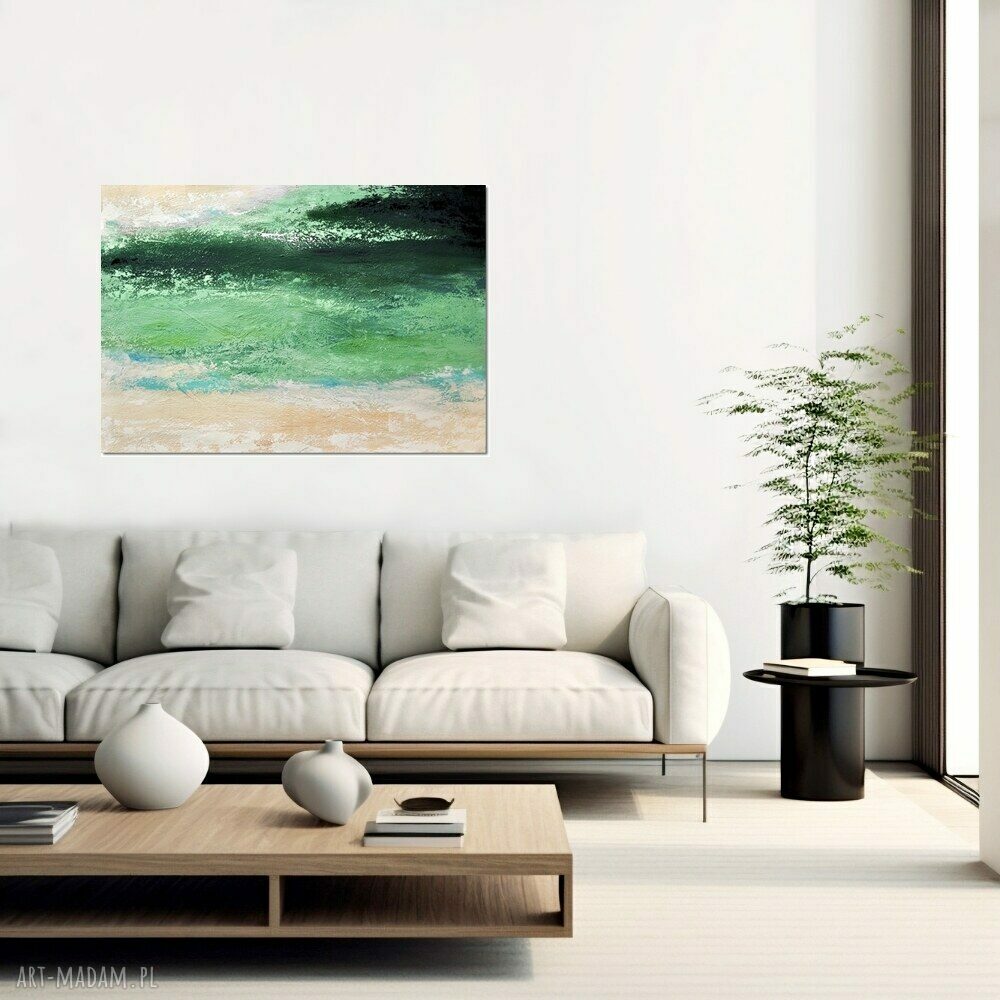 Zielona polana - nowoczesny obraz abstrakcyjny do salonu 100x70 cm