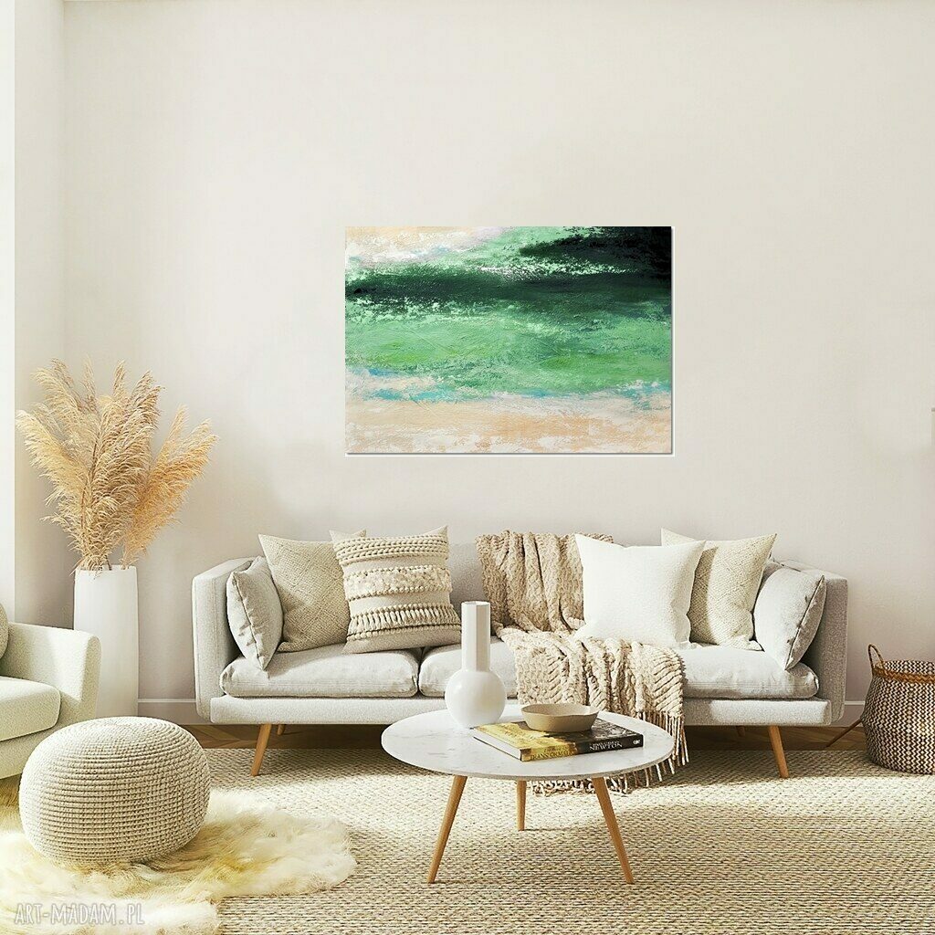 Zielona polana - nowoczesny obraz abstrakcyjny do salonu 100x70 cm