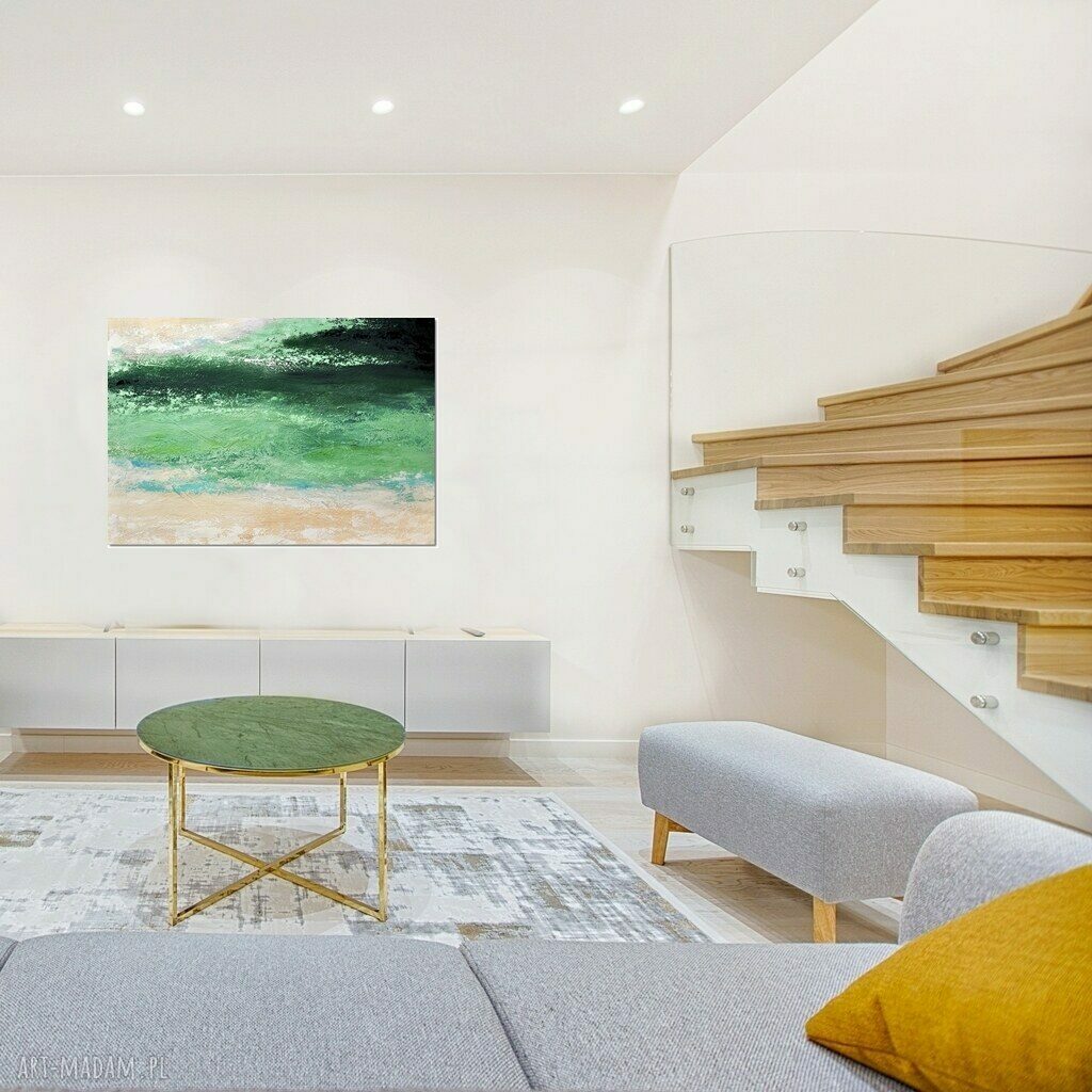 Zielona polana - nowoczesny obraz abstrakcyjny do salonu 100x70 cm