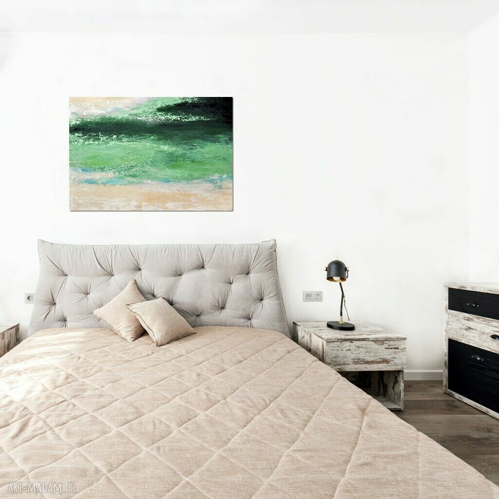 Zielona polana - nowoczesny obraz abstrakcyjny do salonu 100x70 cm