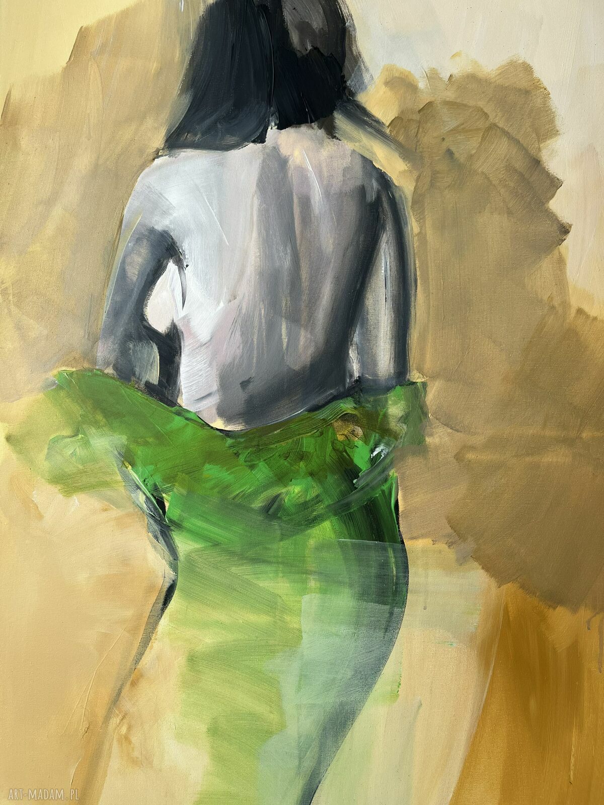 Zielona sukienka - obraz na płótnie z akrylu 130x80 cm