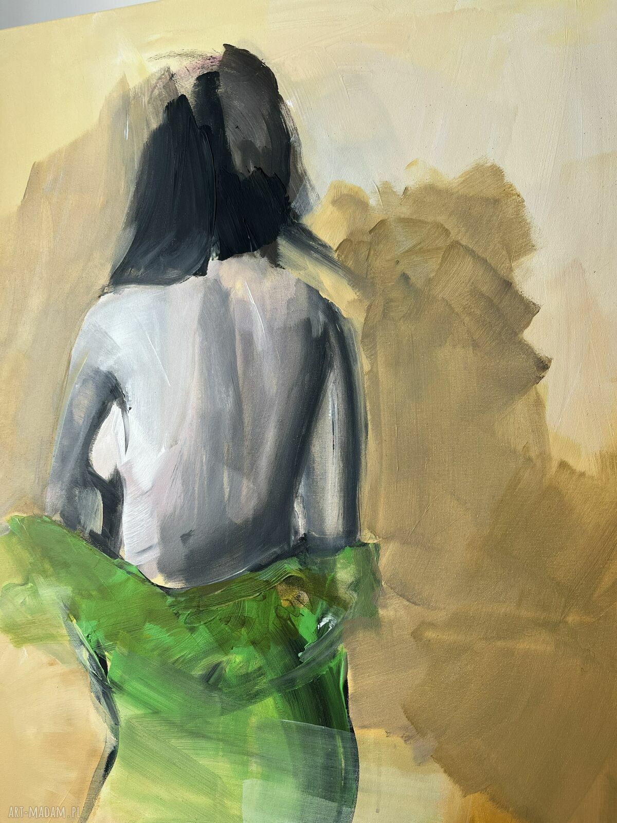 Zielona sukienka - obraz na płótnie z akrylu 130x80 cm