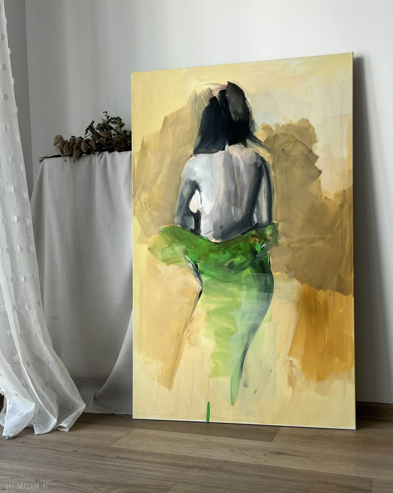 Zielona sukienka - obraz na płótnie z akrylu 130x80 cm