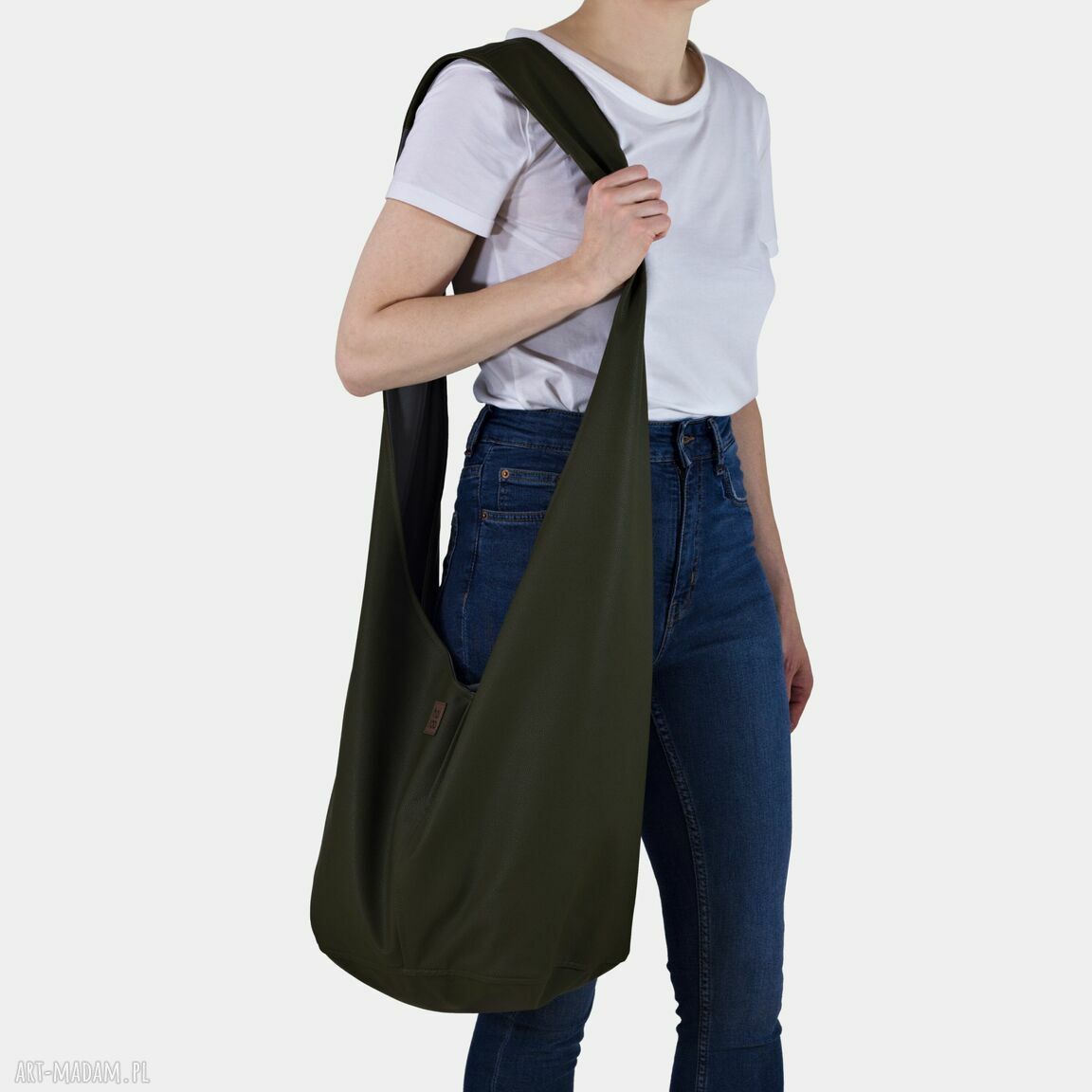 Zielona torba hobo w stylu boho - Long Boogi Bag na ramię
