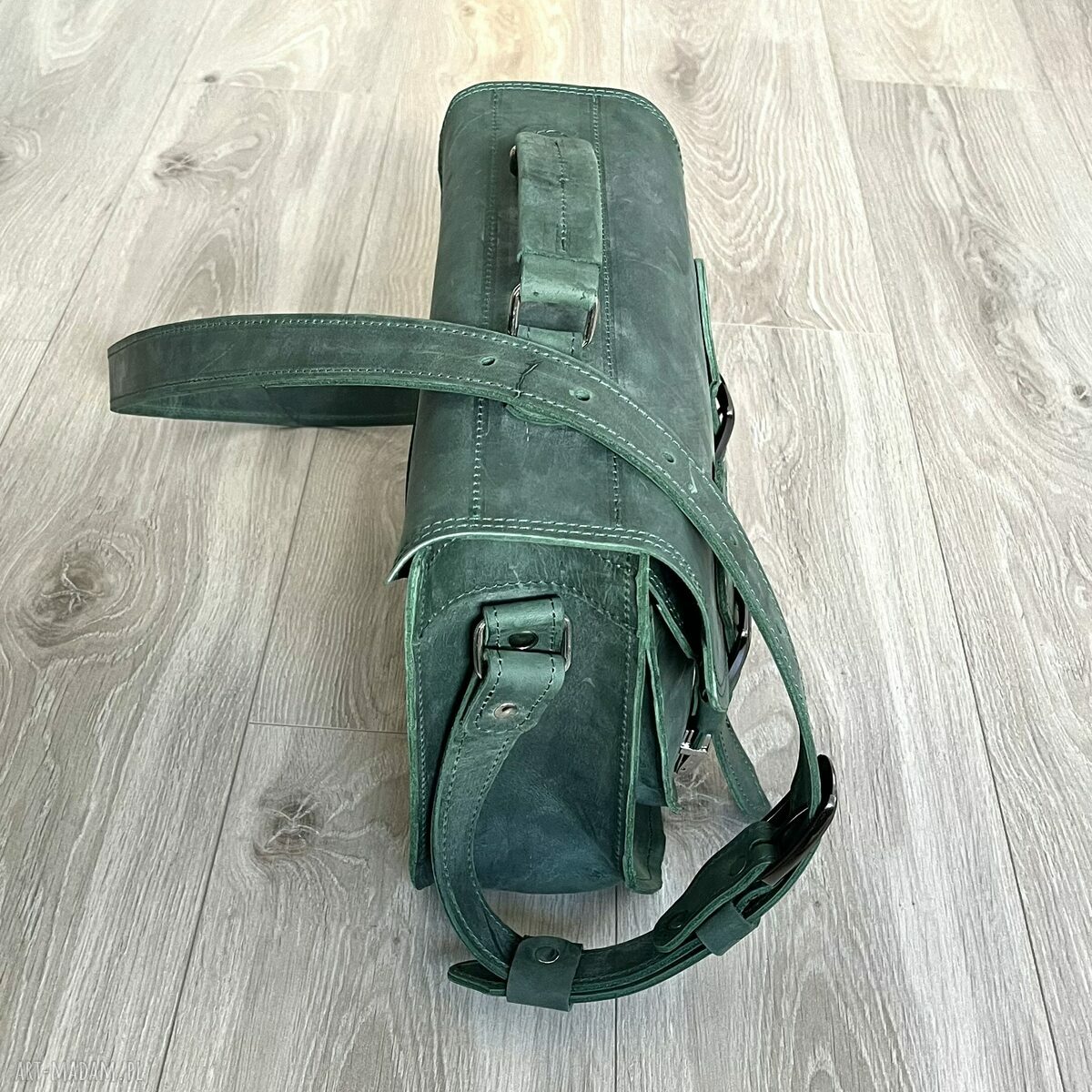 na ramię: Zielona torba na ramię ze skóry „Crazy Horse”. HandMade