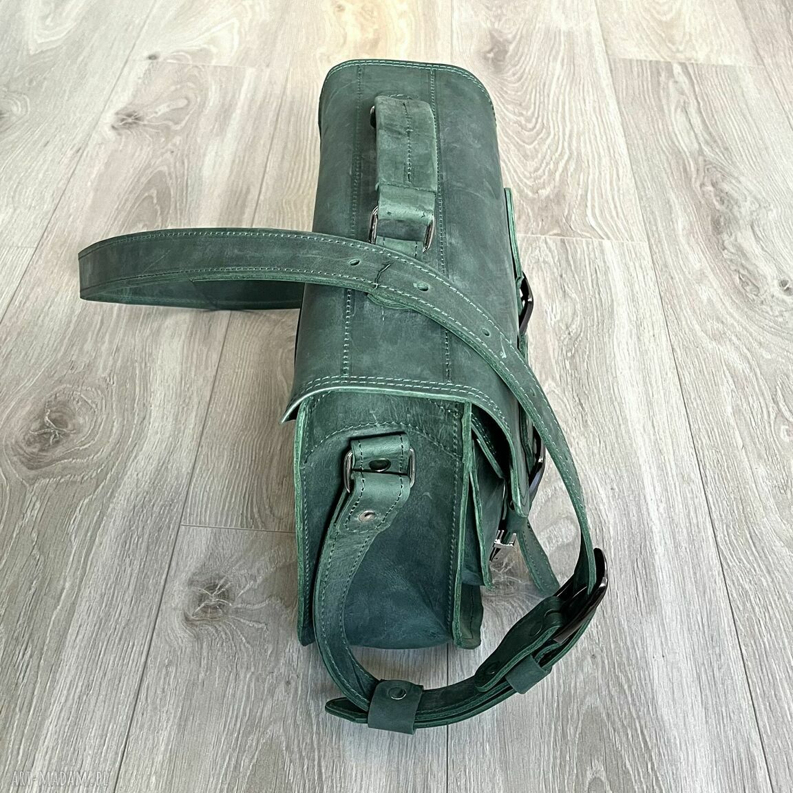 na ramię: Zielona torba na ramię ze skóry „Crazy Horse”. autorskie