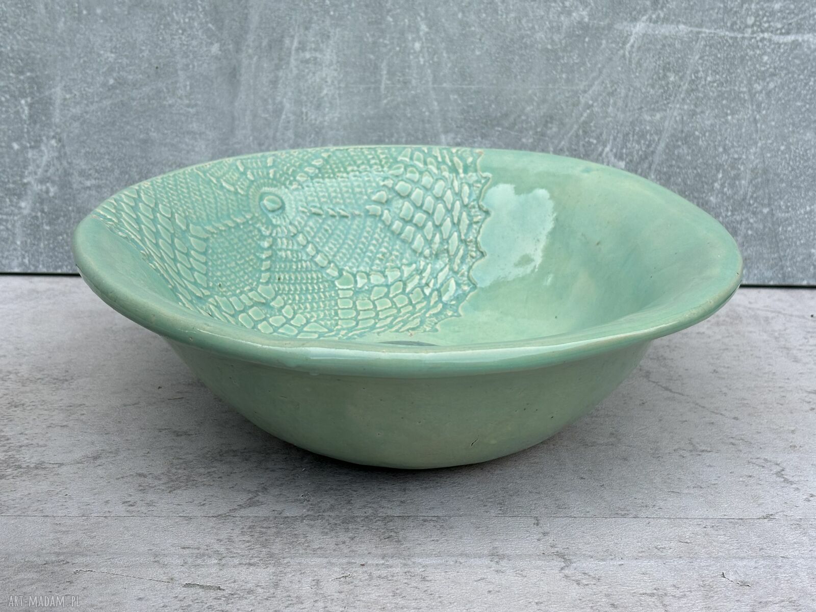Zielona umywalka ceramiczna ręcznie robiona Ø30 cm