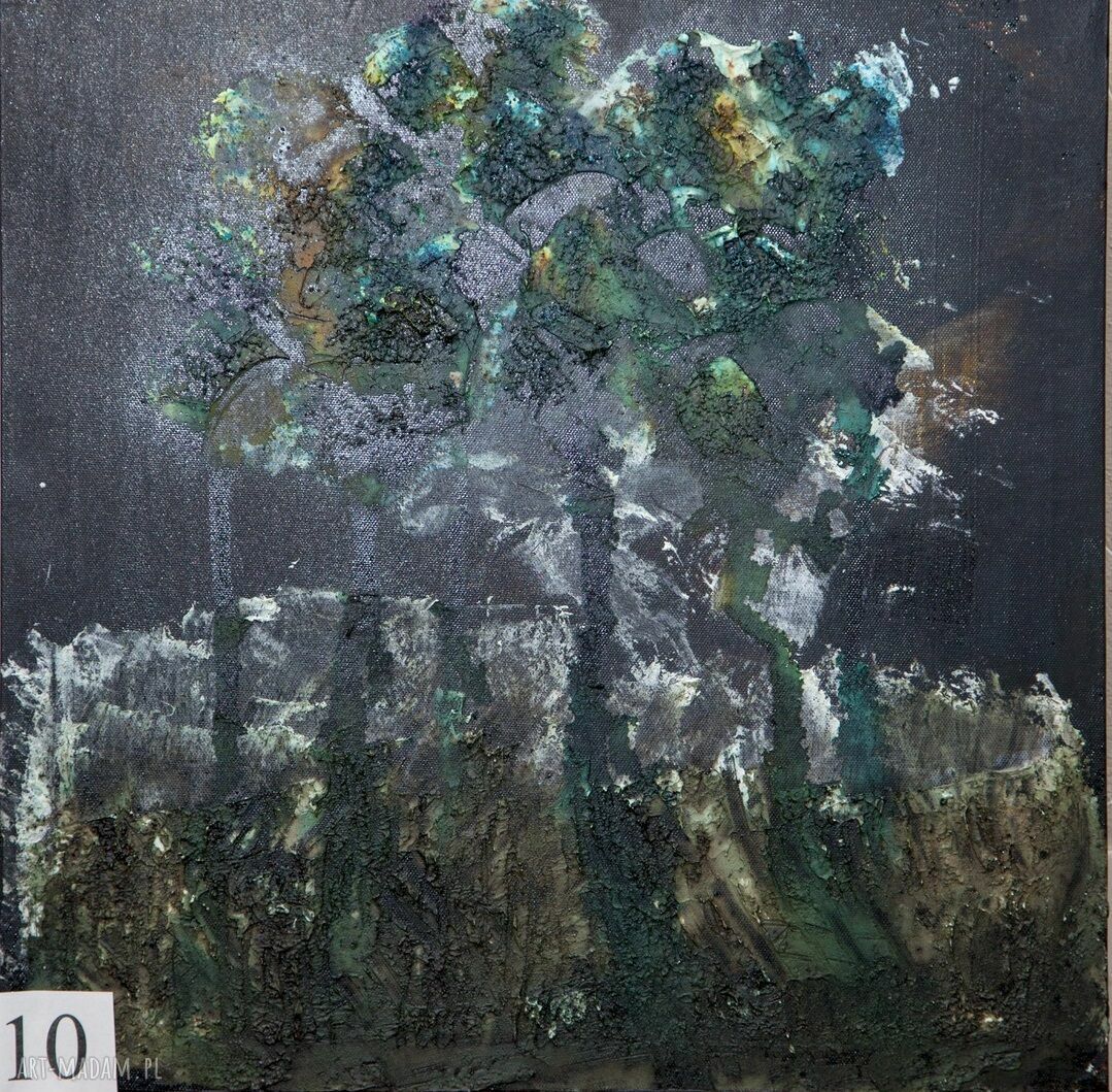 Zielone drzewa - nowoczesny obraz abstrakcyjny 40x40