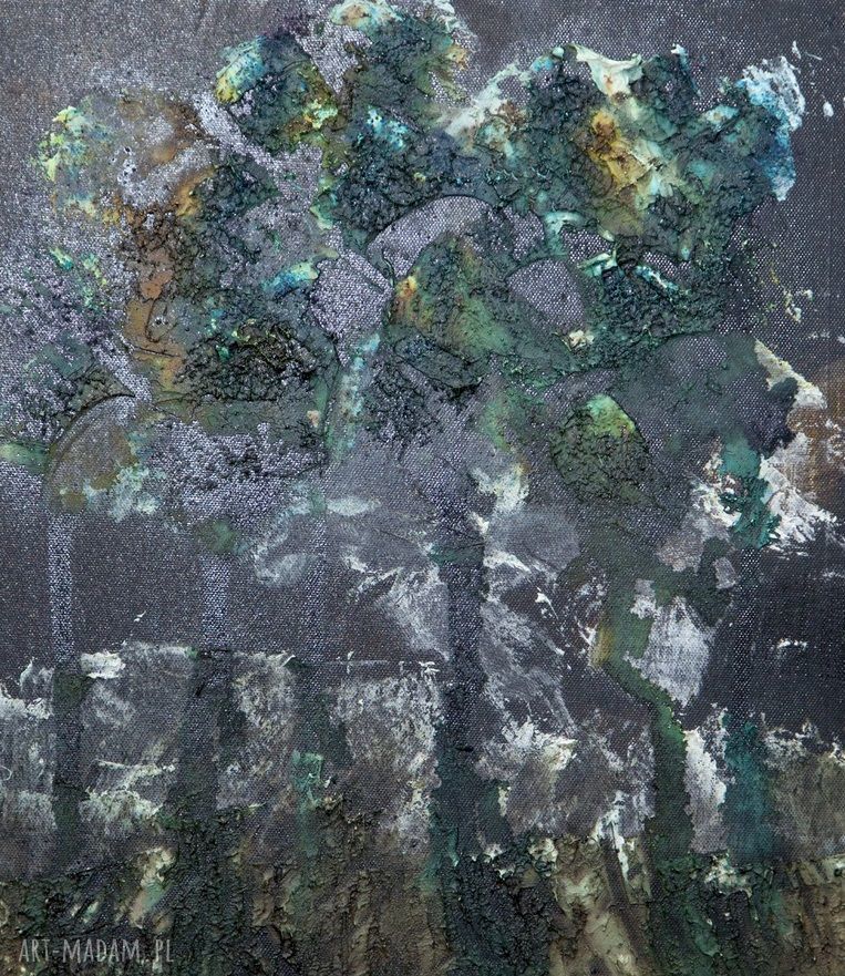 Zielone drzewa - nowoczesny obraz abstrakcyjny 40x40