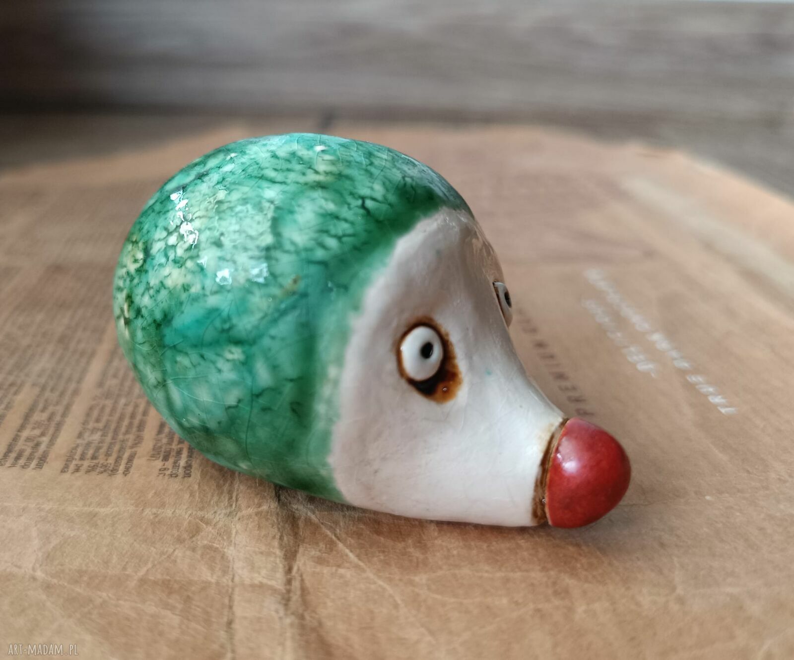 Zielony Jeżyk - ceramiczna dekoracja handmade