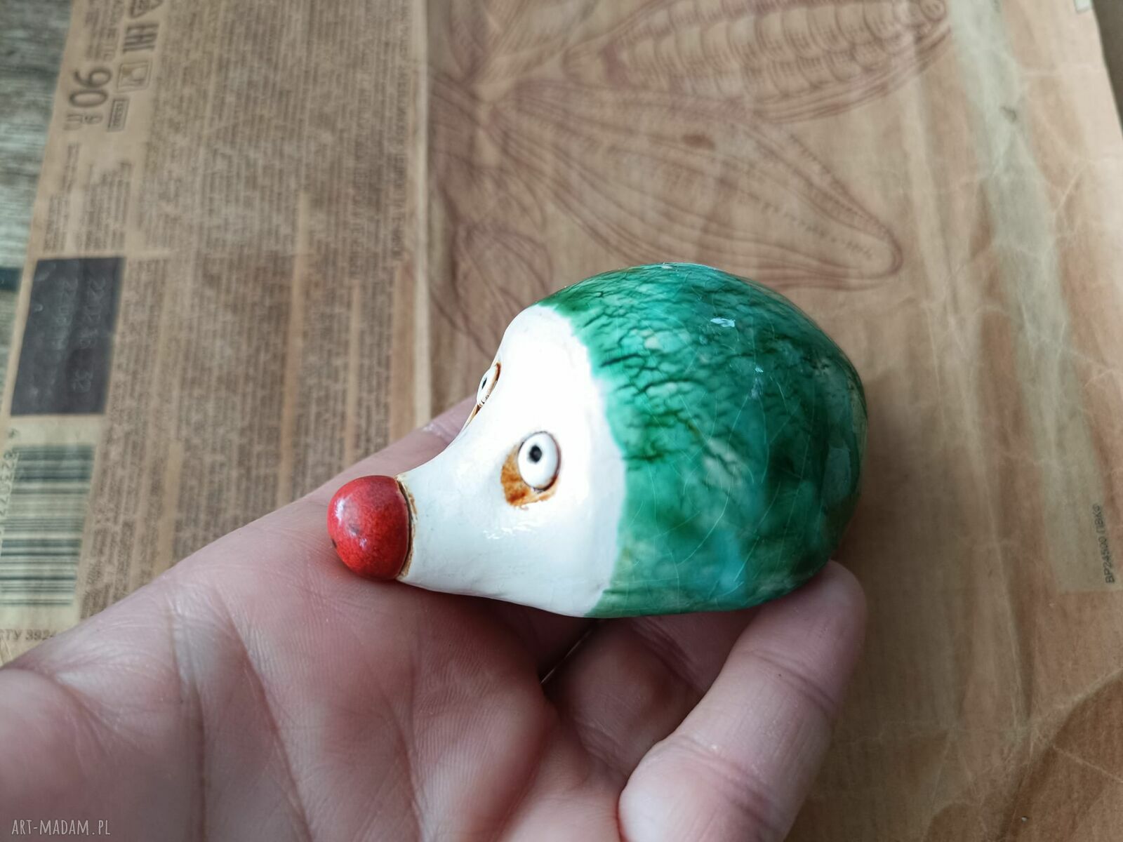 Zielony Jeżyk - ceramiczna dekoracja handmade