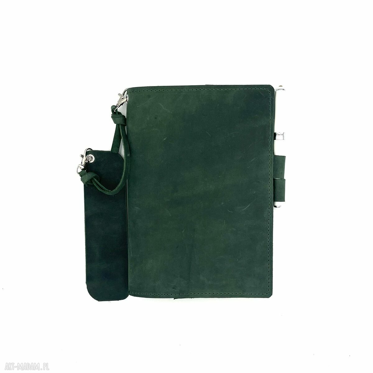 etui: Zielony notes skórzany formatu A5 Ręcznie robione