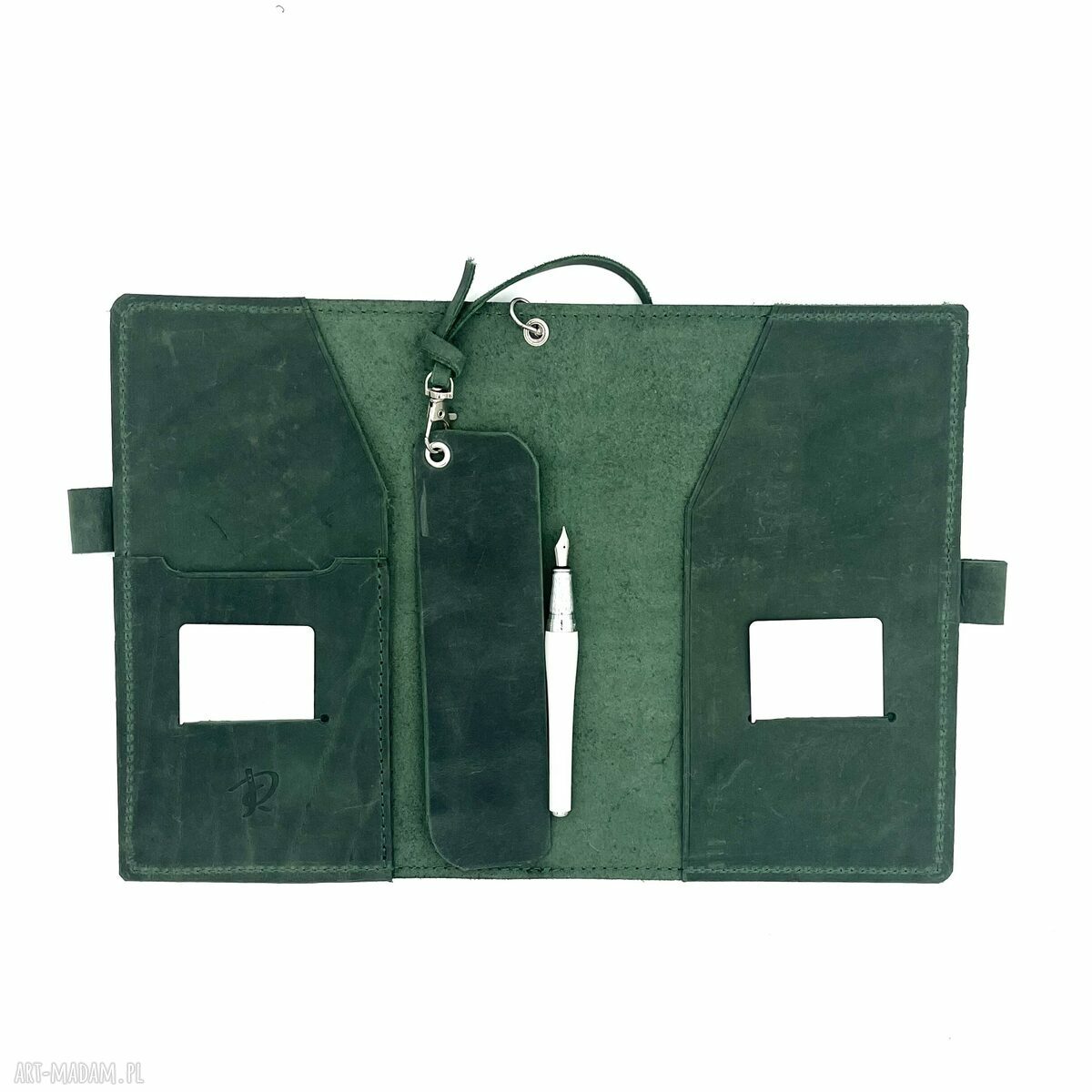 notes formatu zielona okładka pamiętnik skórzana