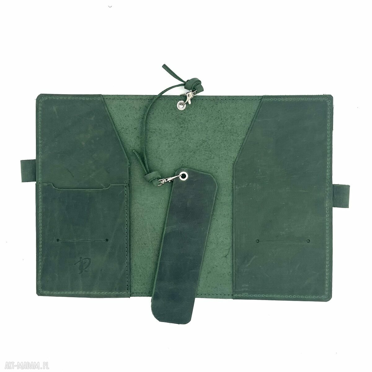 etui: Zielony notes skórzany formatu A5 Ręcznie robione