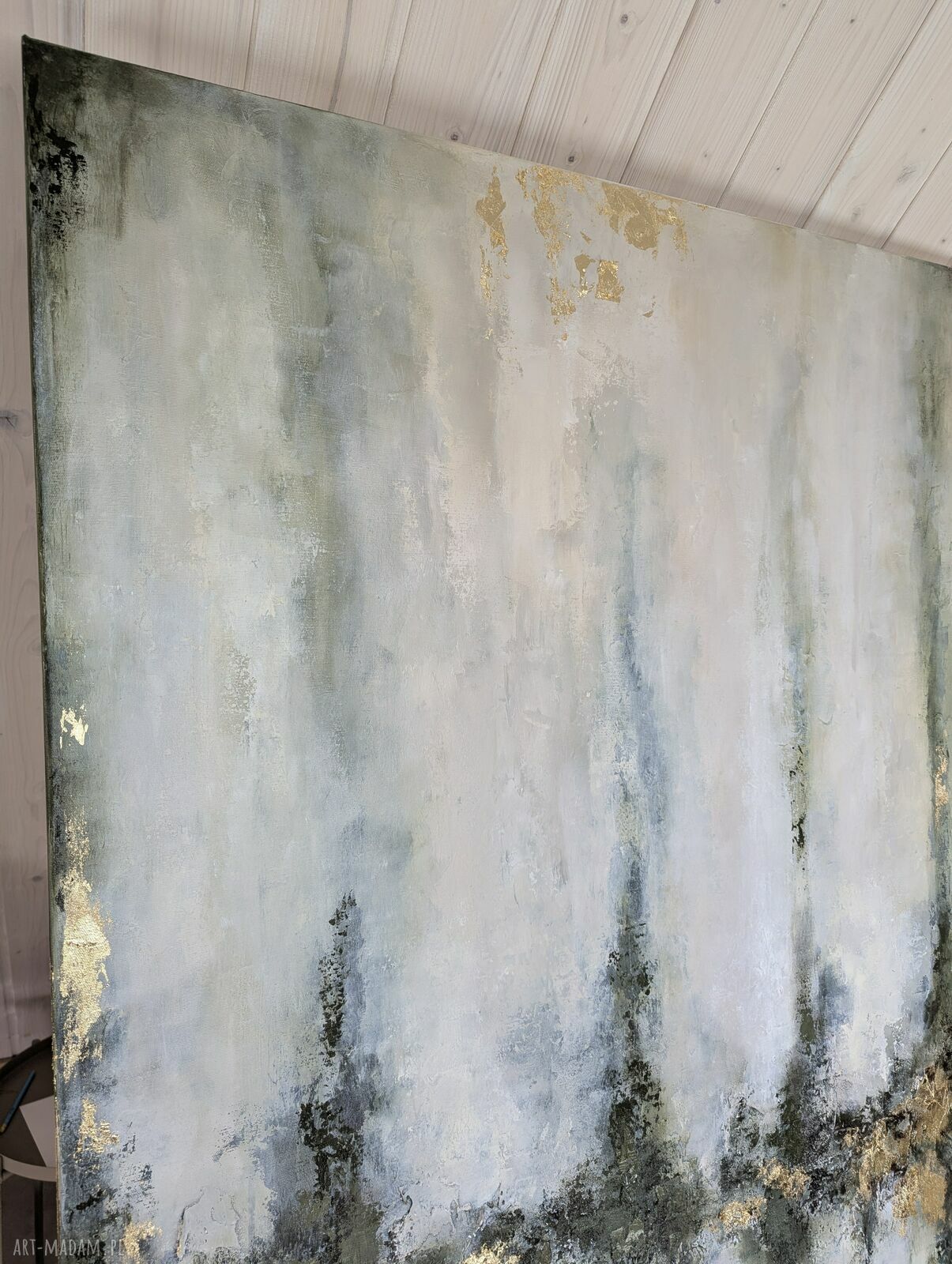 Zielony obraz abstrakcyjny na płótnie do salonu 140x80 cm