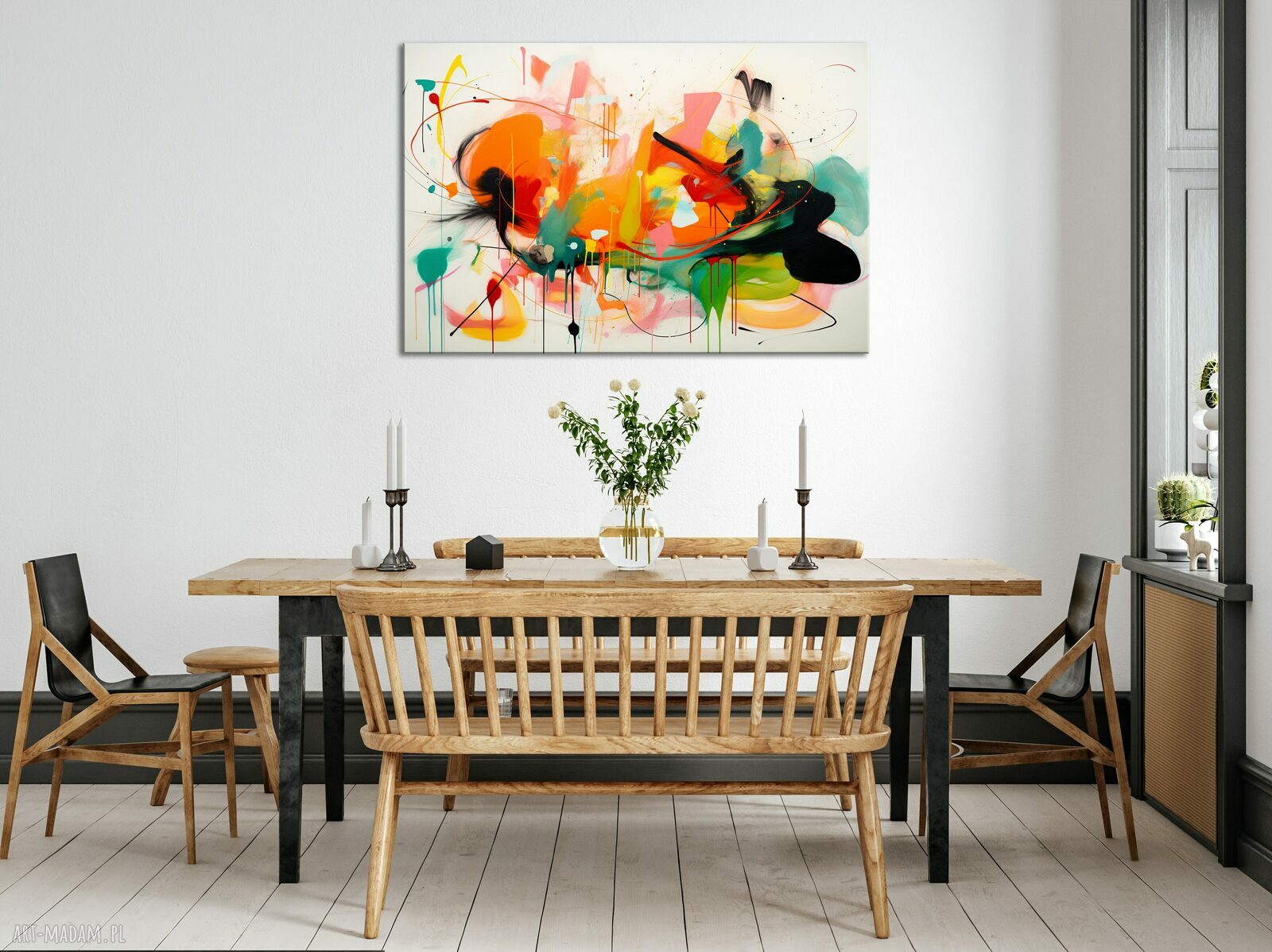 Zielony obraz abstrakcyjny poziomy 50x75 cm na płótnie - nowoczesna dekoracja do biura i salonu