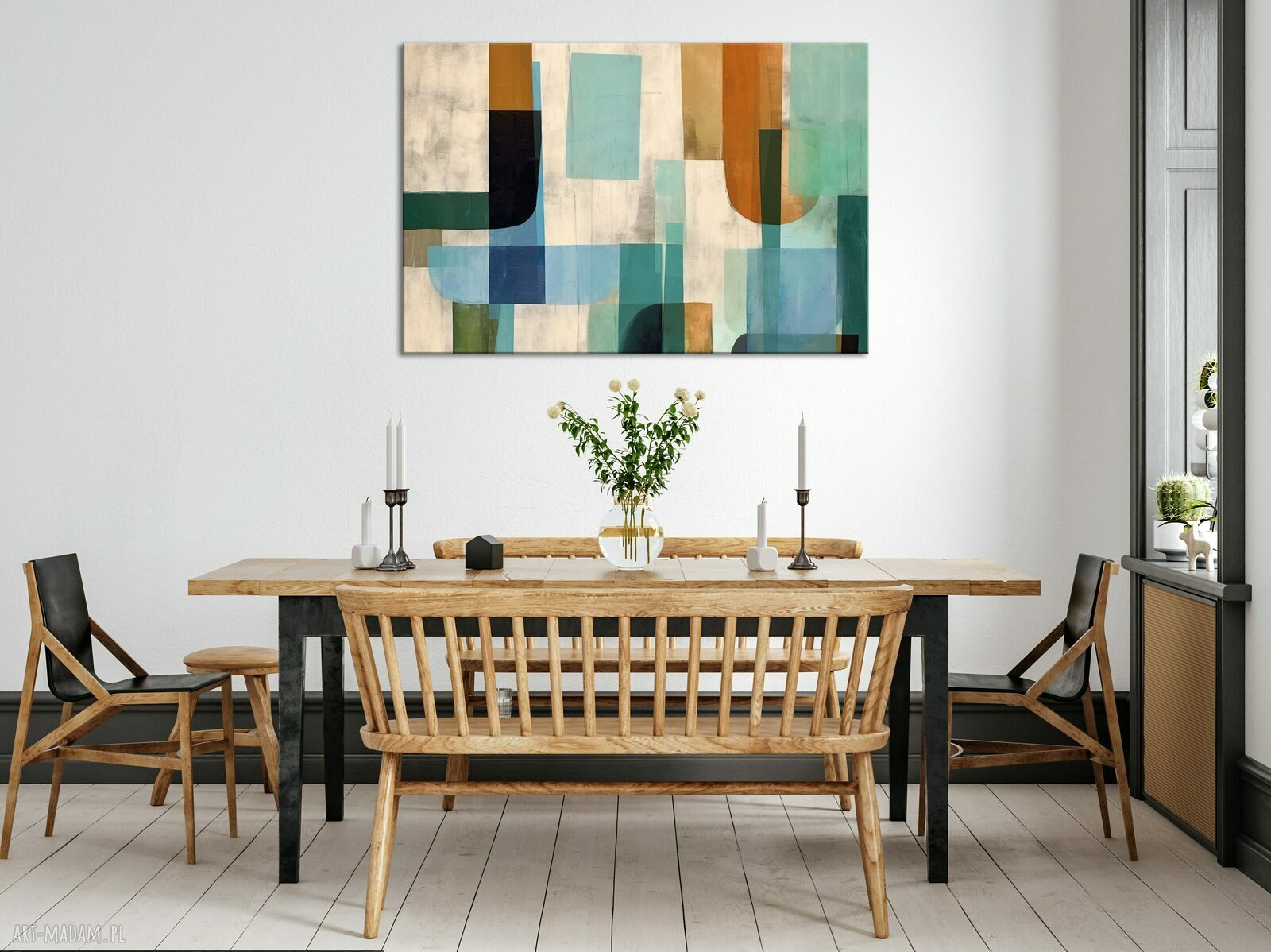 Zielony obraz abstrakcyjny na płótnie 50x75 cm - geometryczna abstrakcja