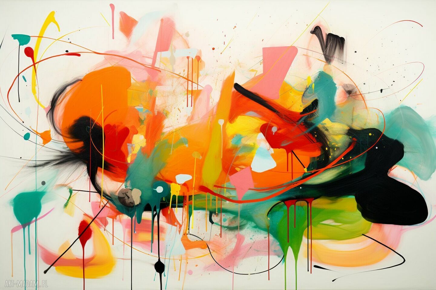 Zielony obraz abstrakcyjny - poziomy wydruk na płótnie 80x120 cm